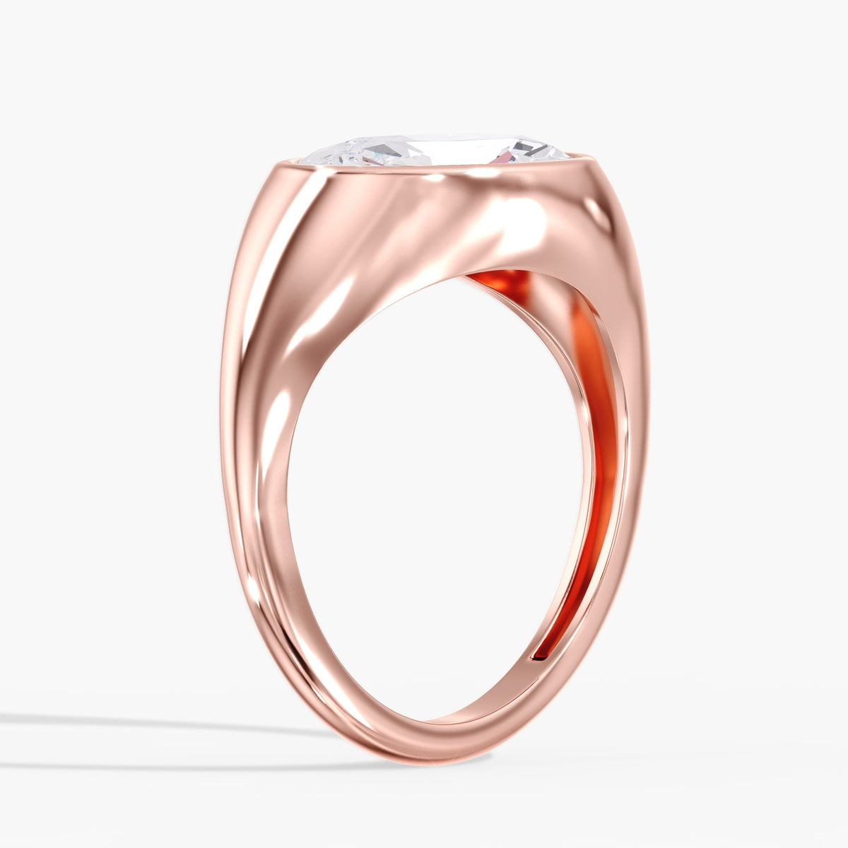 Moval Diamond Bezel Ring, 2 ct