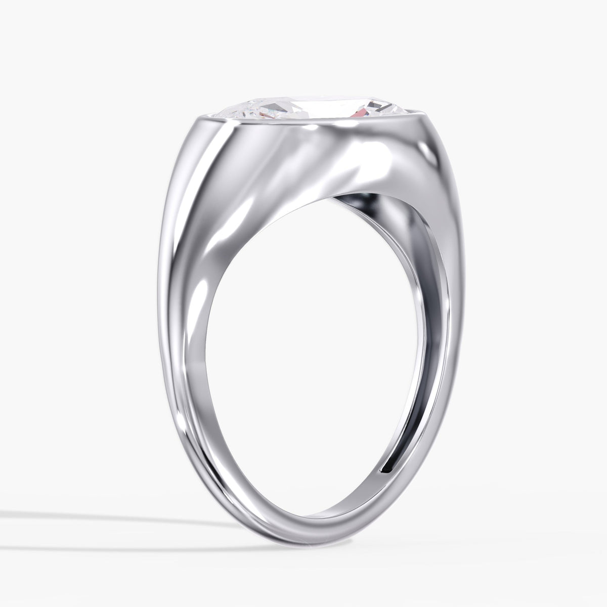 Moval Diamond Bezel Ring, 2 ct