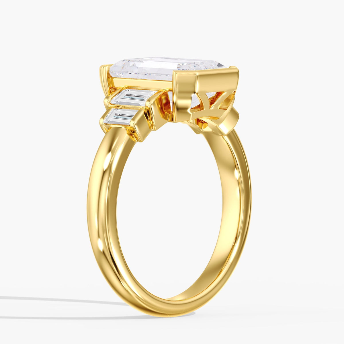Emerald Cut Half Bezel Ring, 4 ct