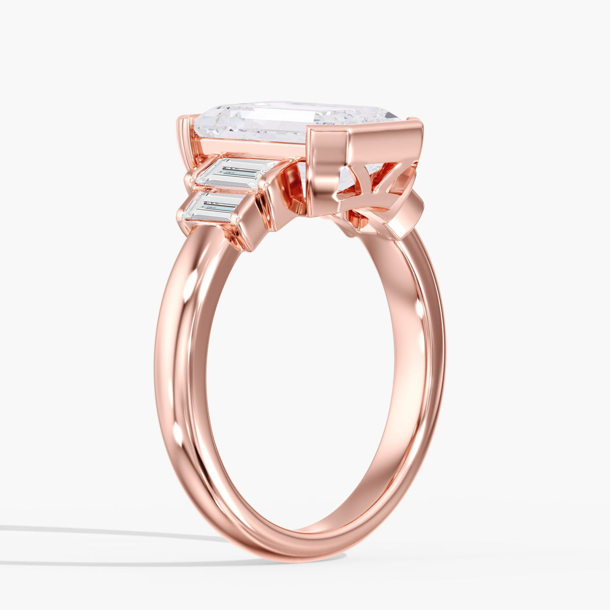 Emerald Cut Half Bezel Ring, 4 ct