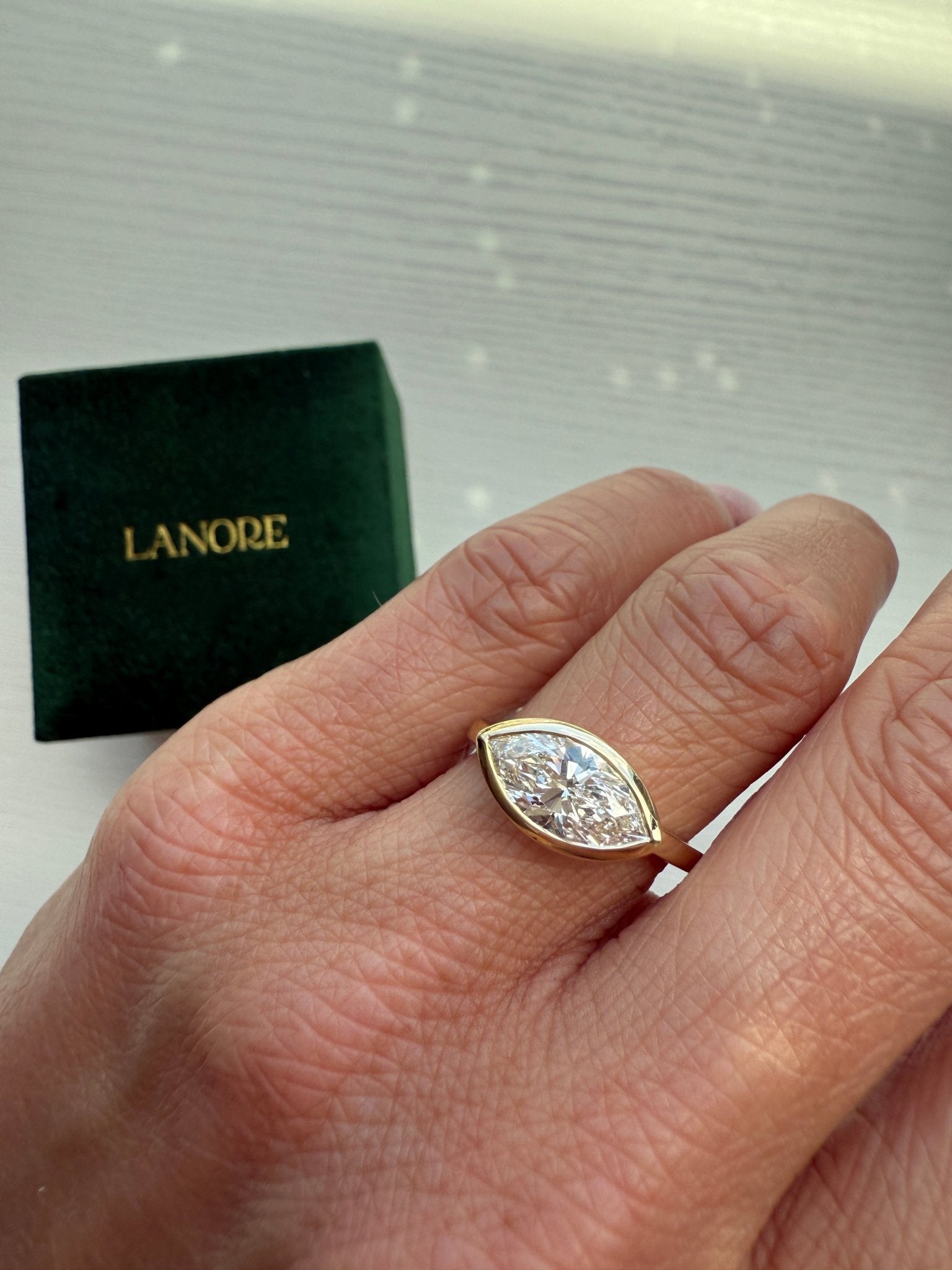 East/West Marquise Paris Engagement Ring - Lanore Fine Jewelry