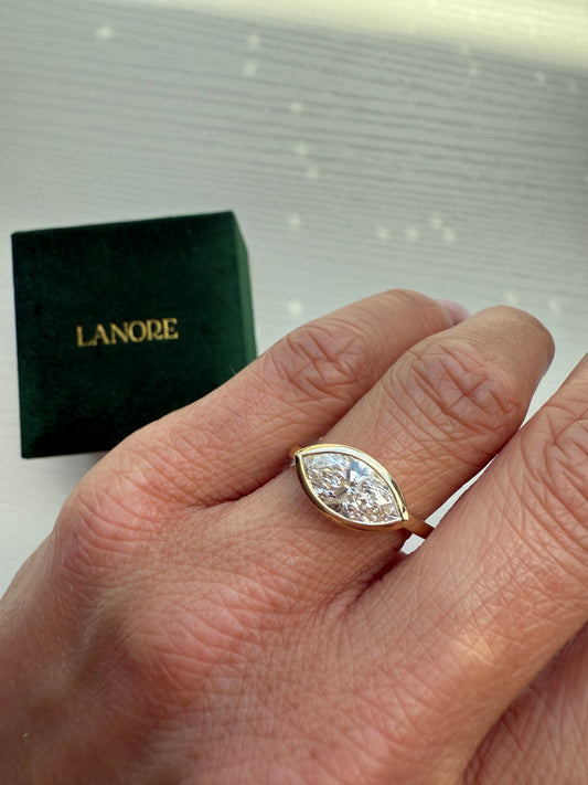 East/West Marquise Paris Engagement Ring