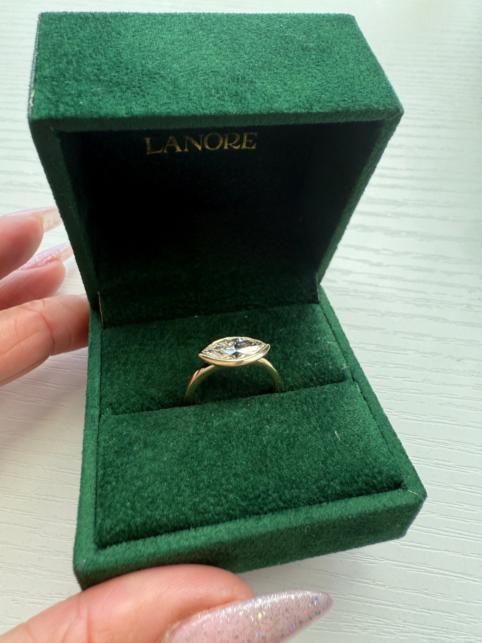 East/West Marquise Paris Engagement Ring - Lanore Fine Jewelry