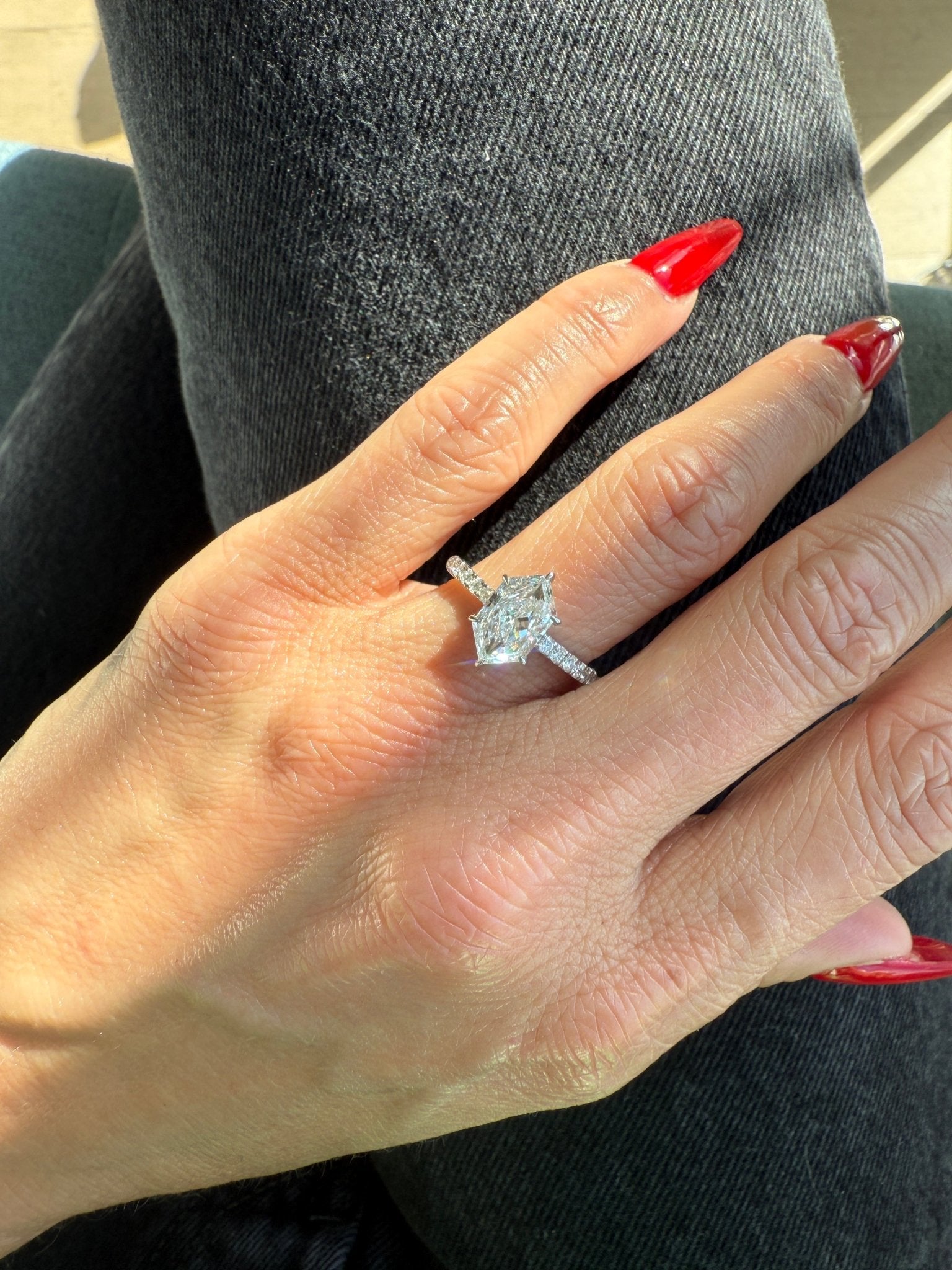 Hexagonal Diamond Dubai Engagement Ring - Lanore Fine Jewelry