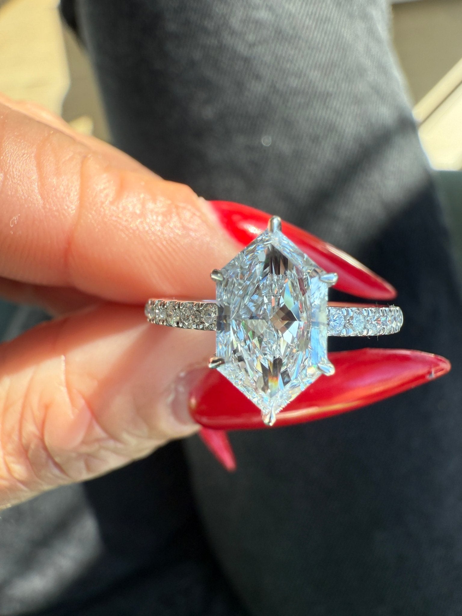 Hexagonal Diamond Dubai Engagement Ring - Lanore Fine Jewelry