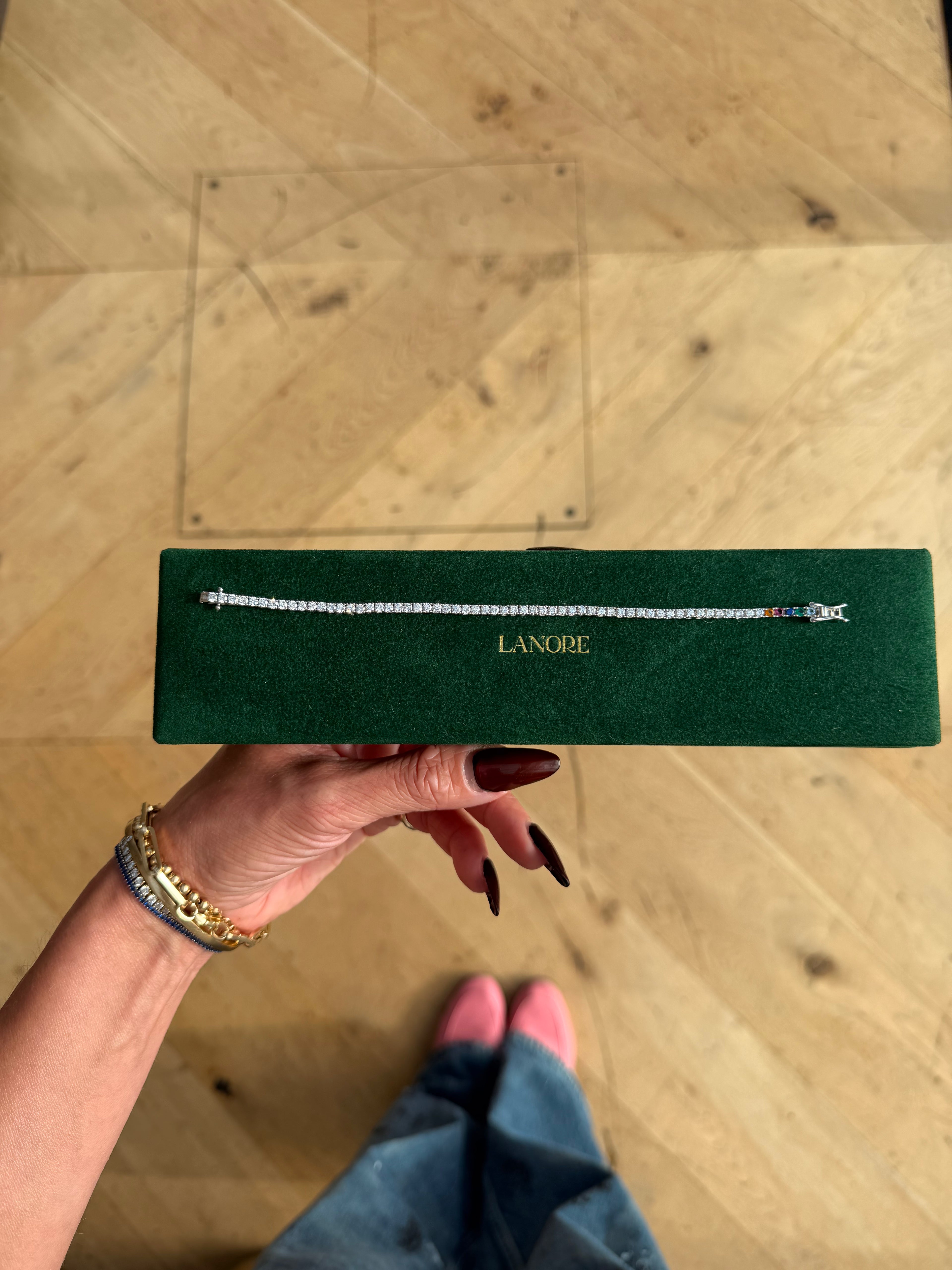Birthstone and Diamond Tennis Bracelet (LG)