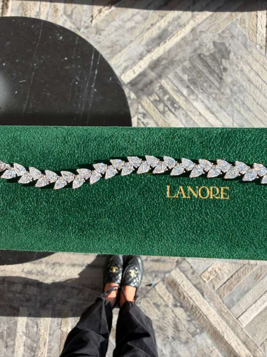 Double Pear Cut LG Diamond Tennis Bracelet (18ctw)