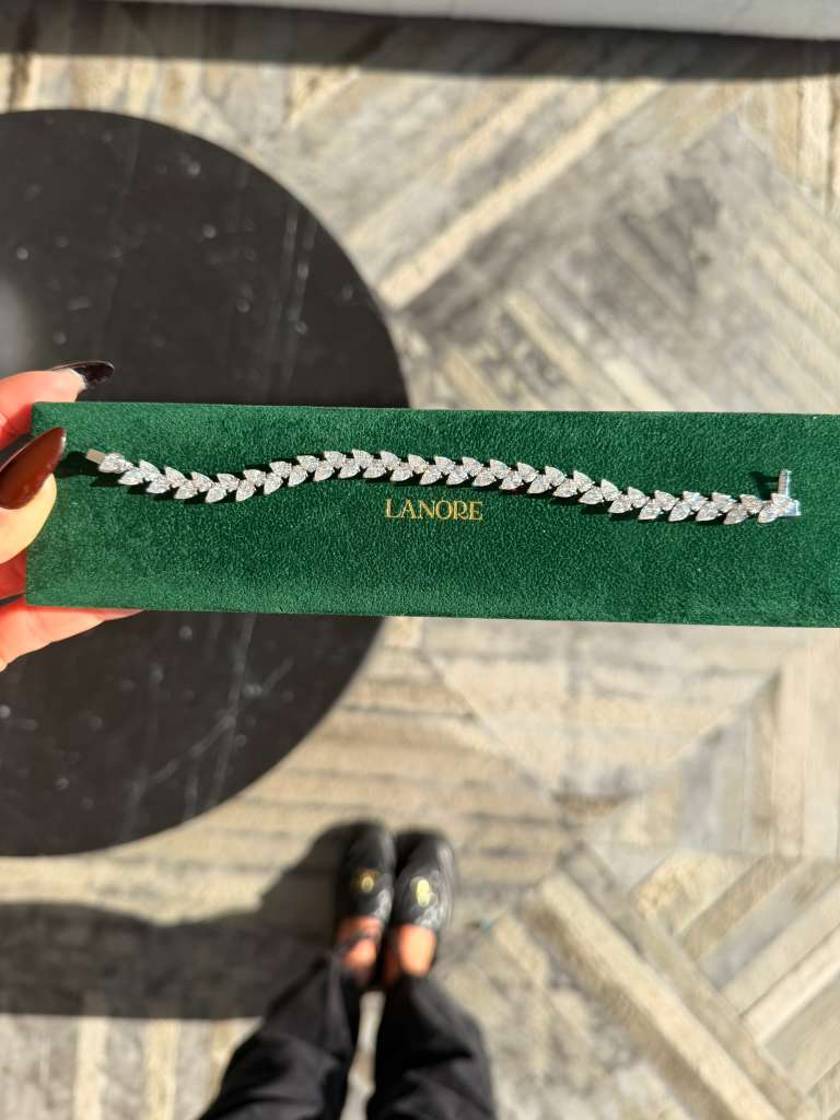 Double Pear Cut LG Diamond Tennis Bracelet (18ctw) - Lanore Fine Jewelry