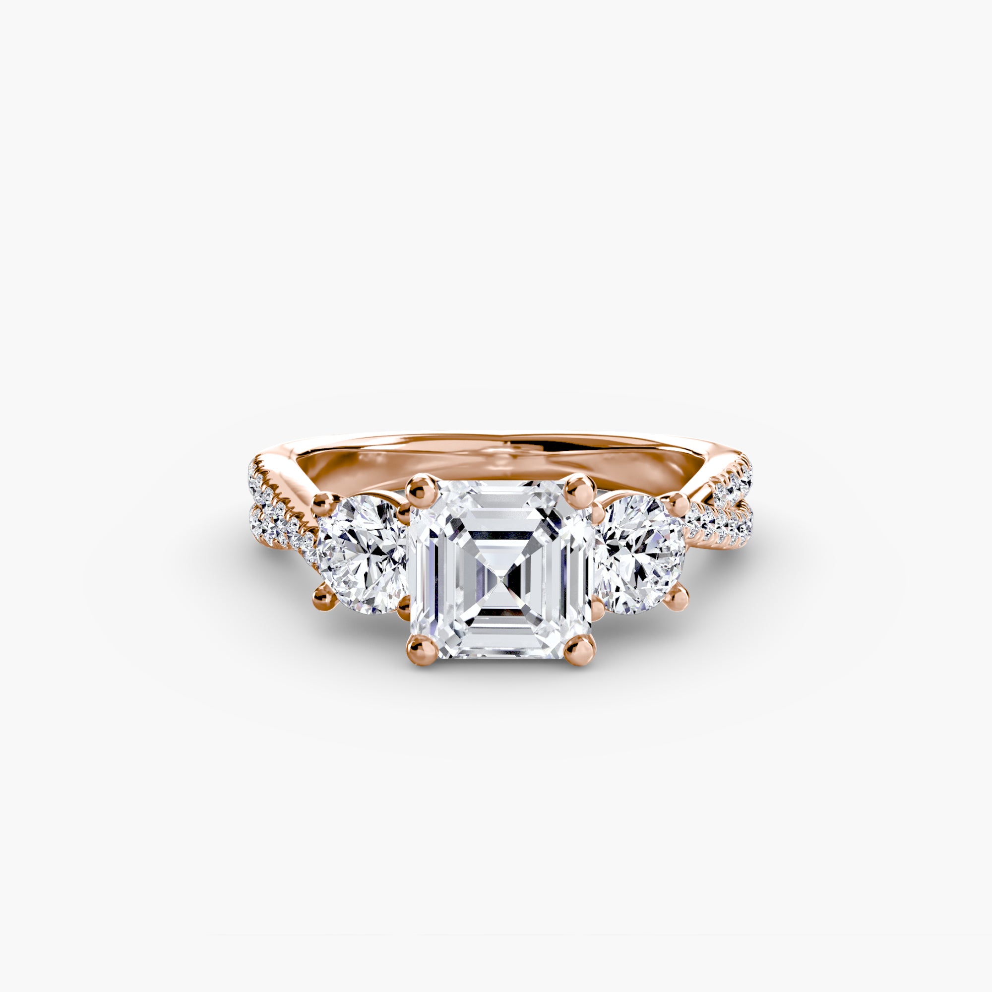 Three - Stone with Pavé Band 2 - Lanore Fine Jewelry