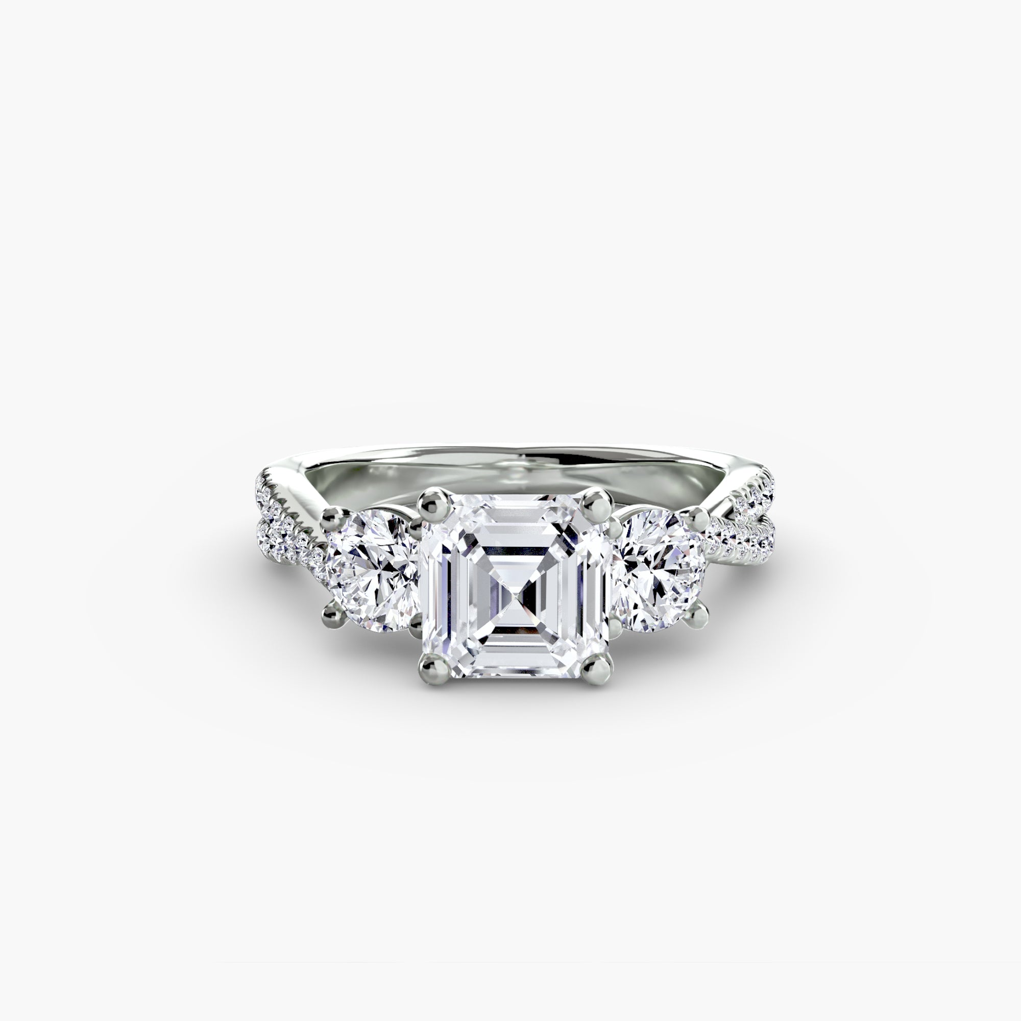 Three - Stone with Pavé Band 2 - Lanore Fine Jewelry