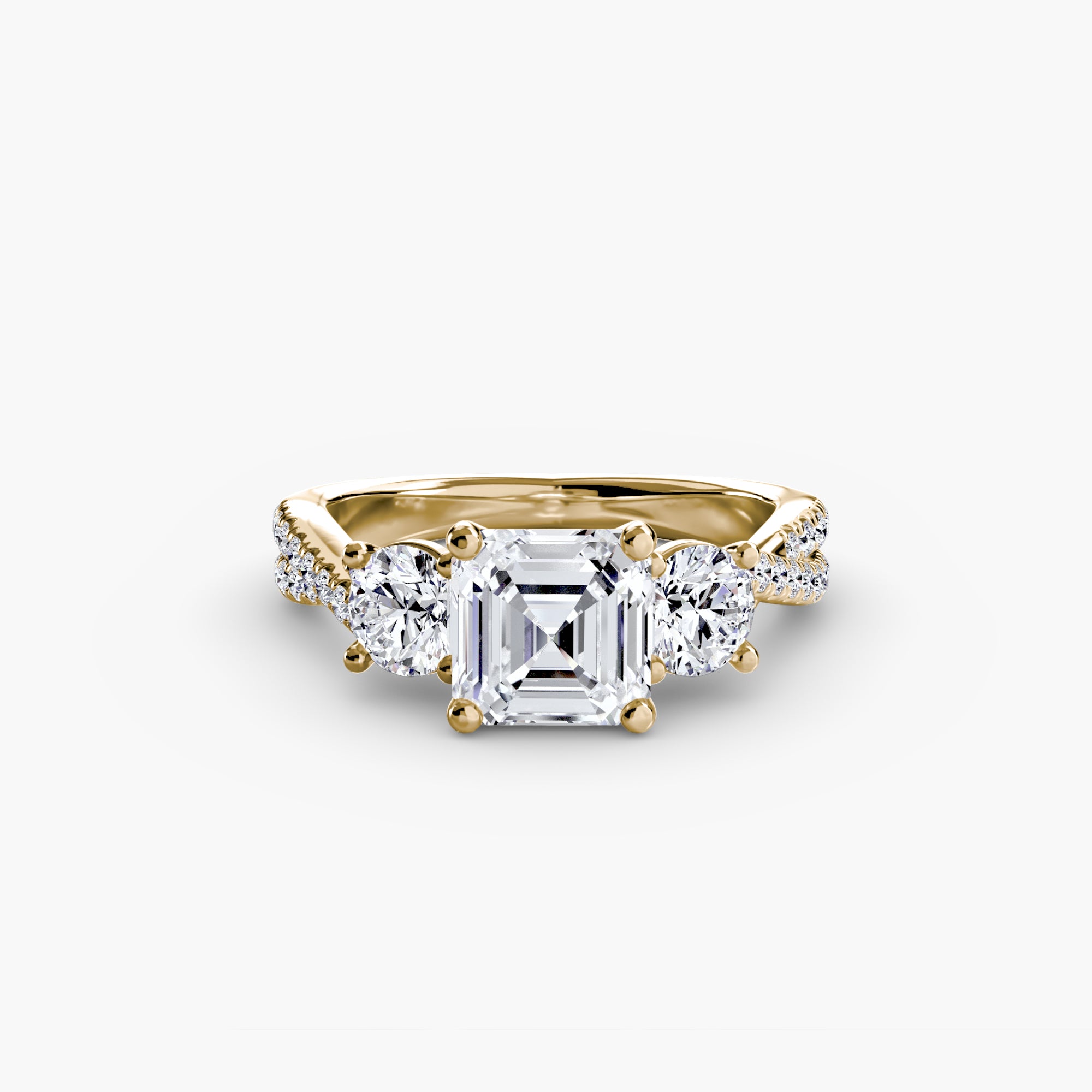Three - Stone with Pavé Band 2 - Lanore Fine Jewelry