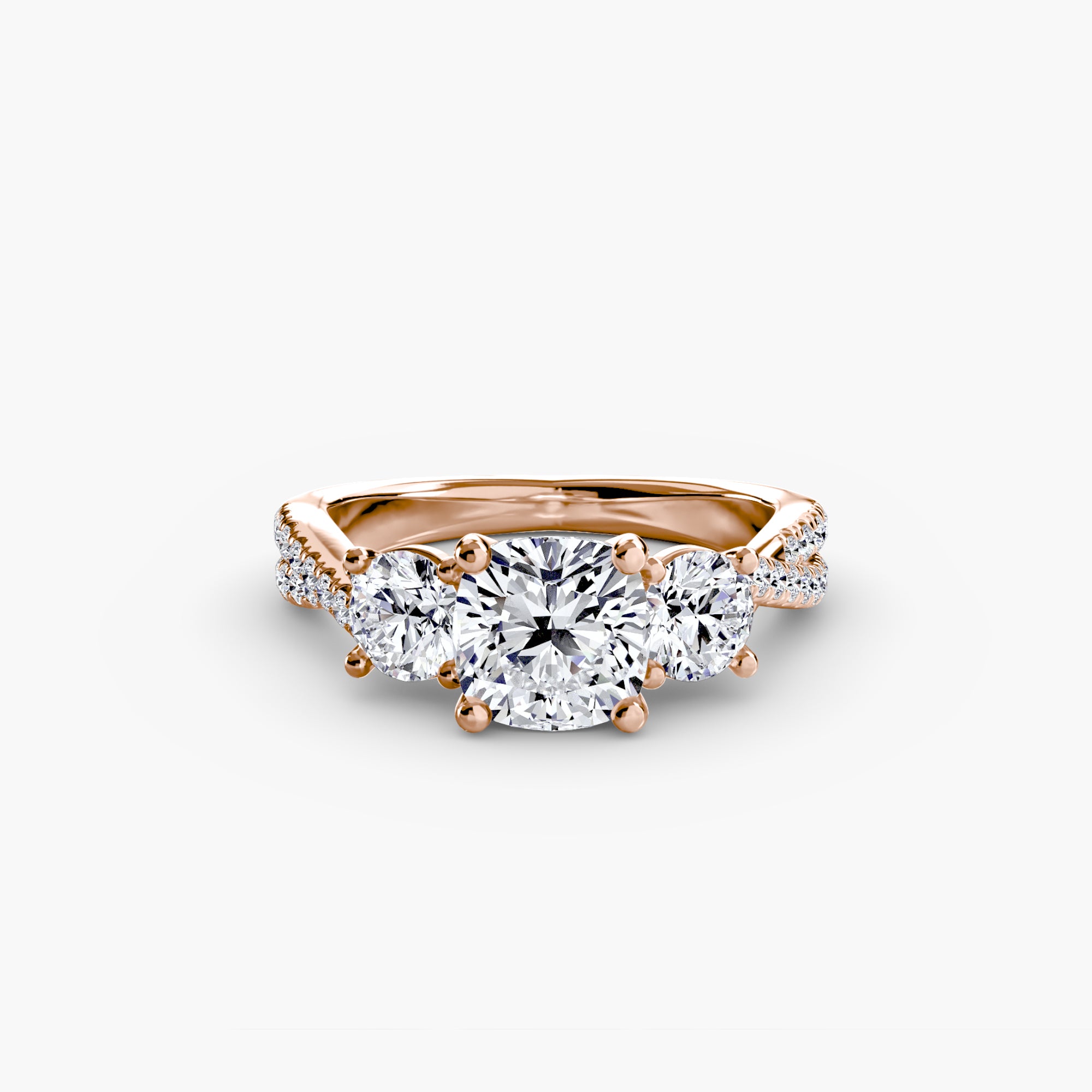 Three - Stone with Pavé Band 2 - Lanore Fine Jewelry