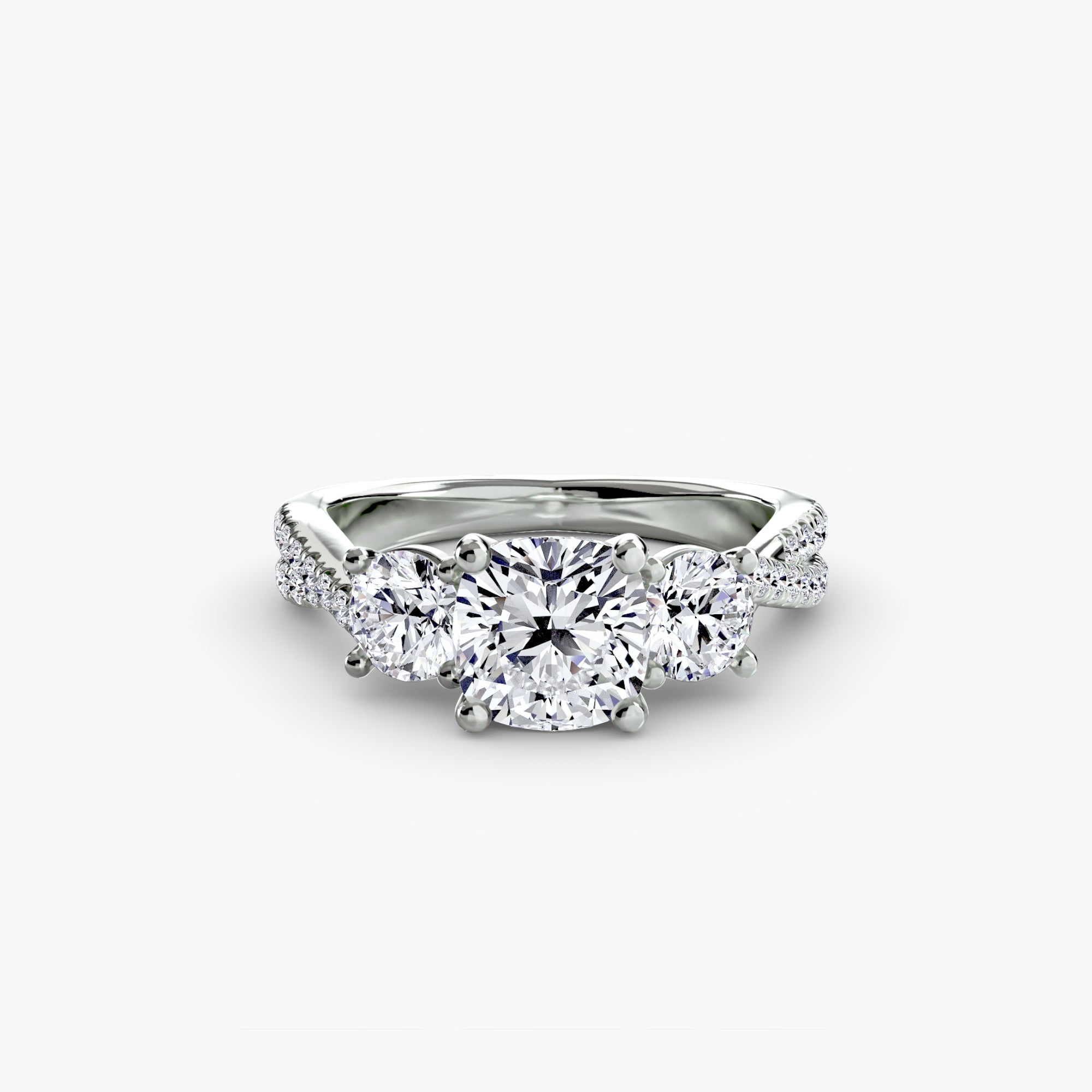 Three - Stone with Pavé Band 2 - Lanore Fine Jewelry