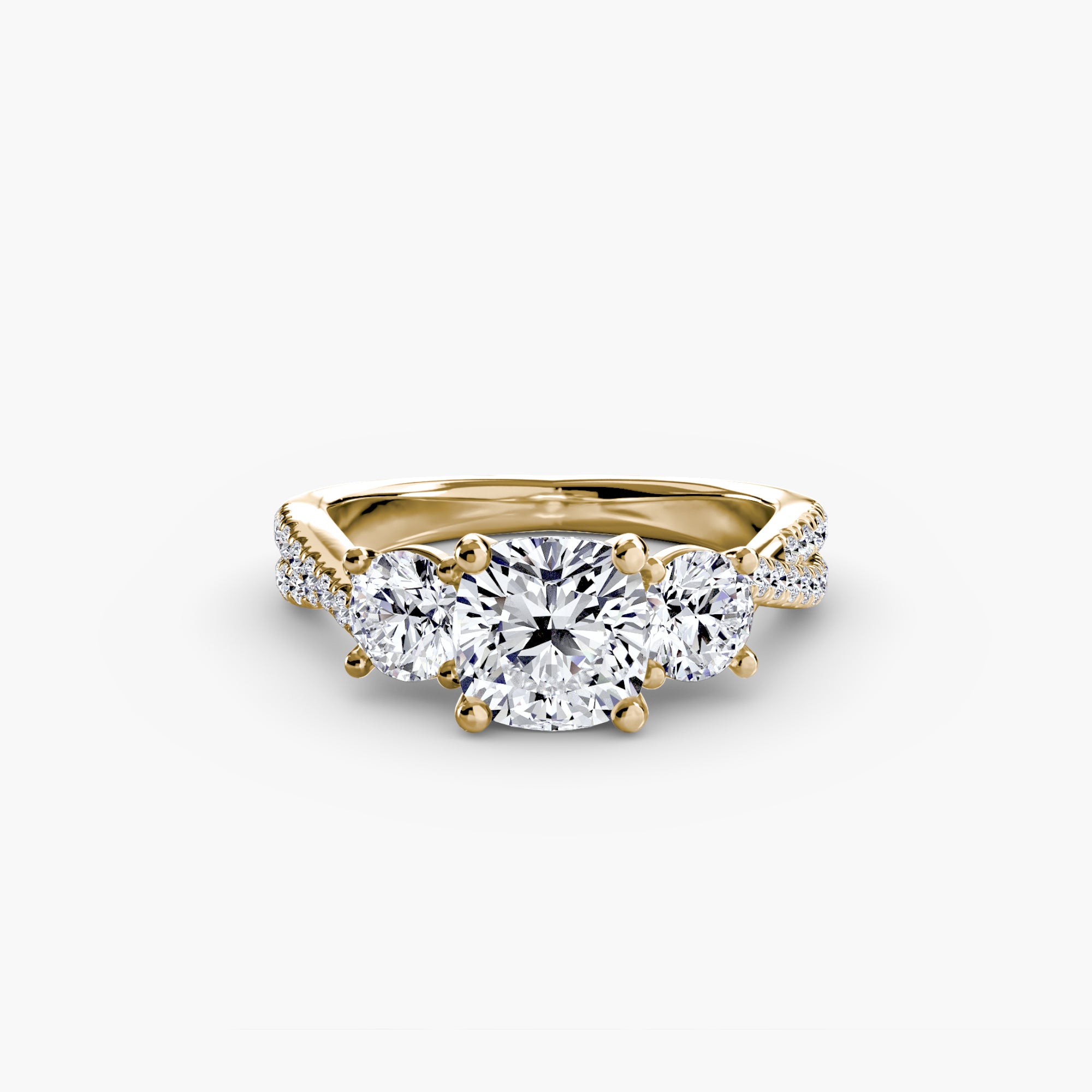 Three - Stone with Pavé Band 2 - Lanore Fine Jewelry