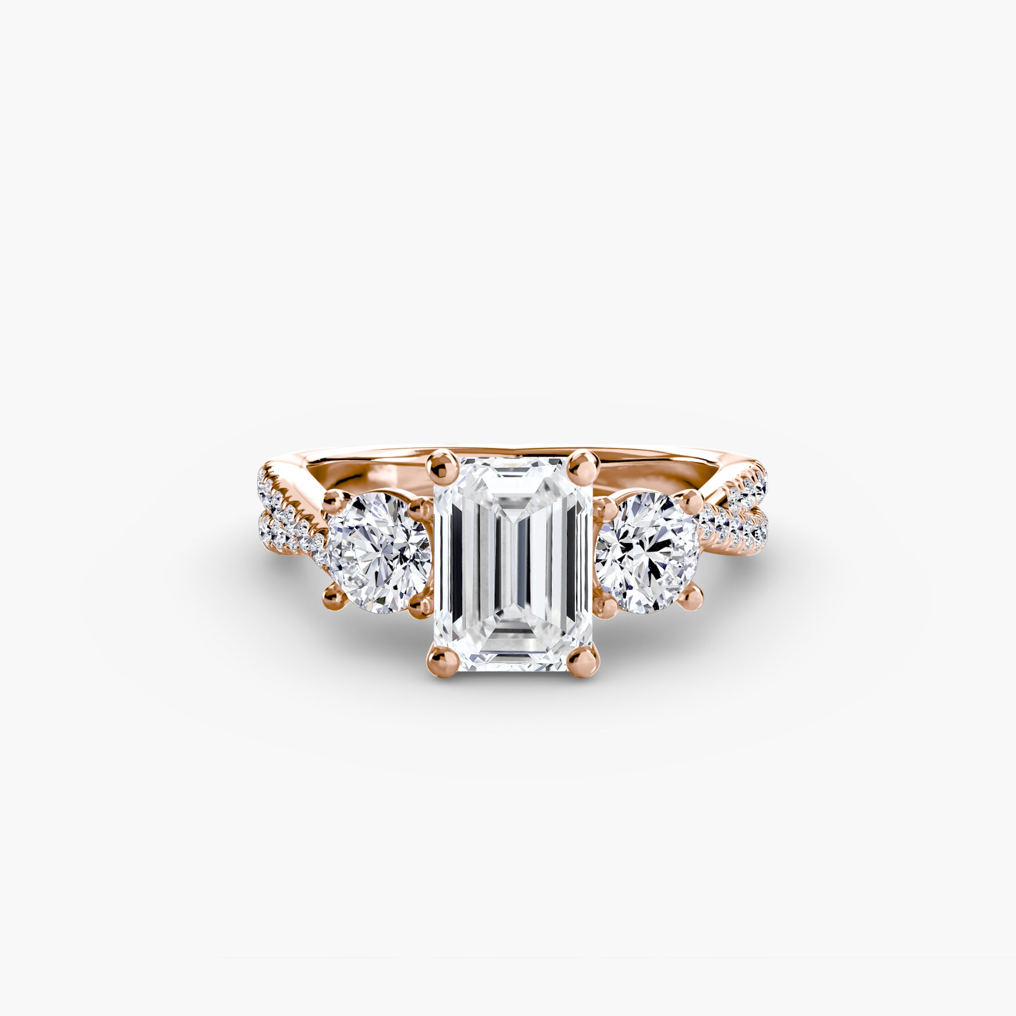 Three - Stone with Pavé Band 2 - Lanore Fine Jewelry