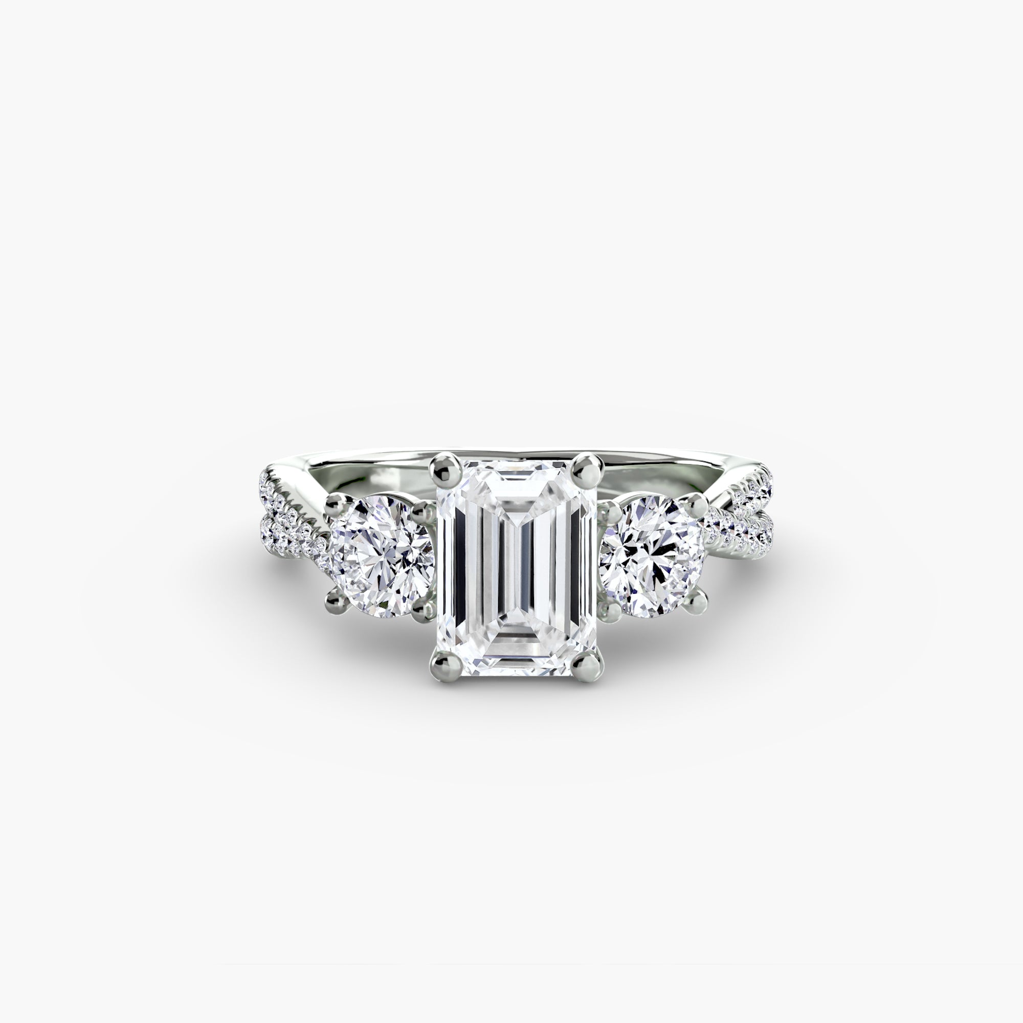 Three - Stone with Pavé Band 2 - Lanore Fine Jewelry