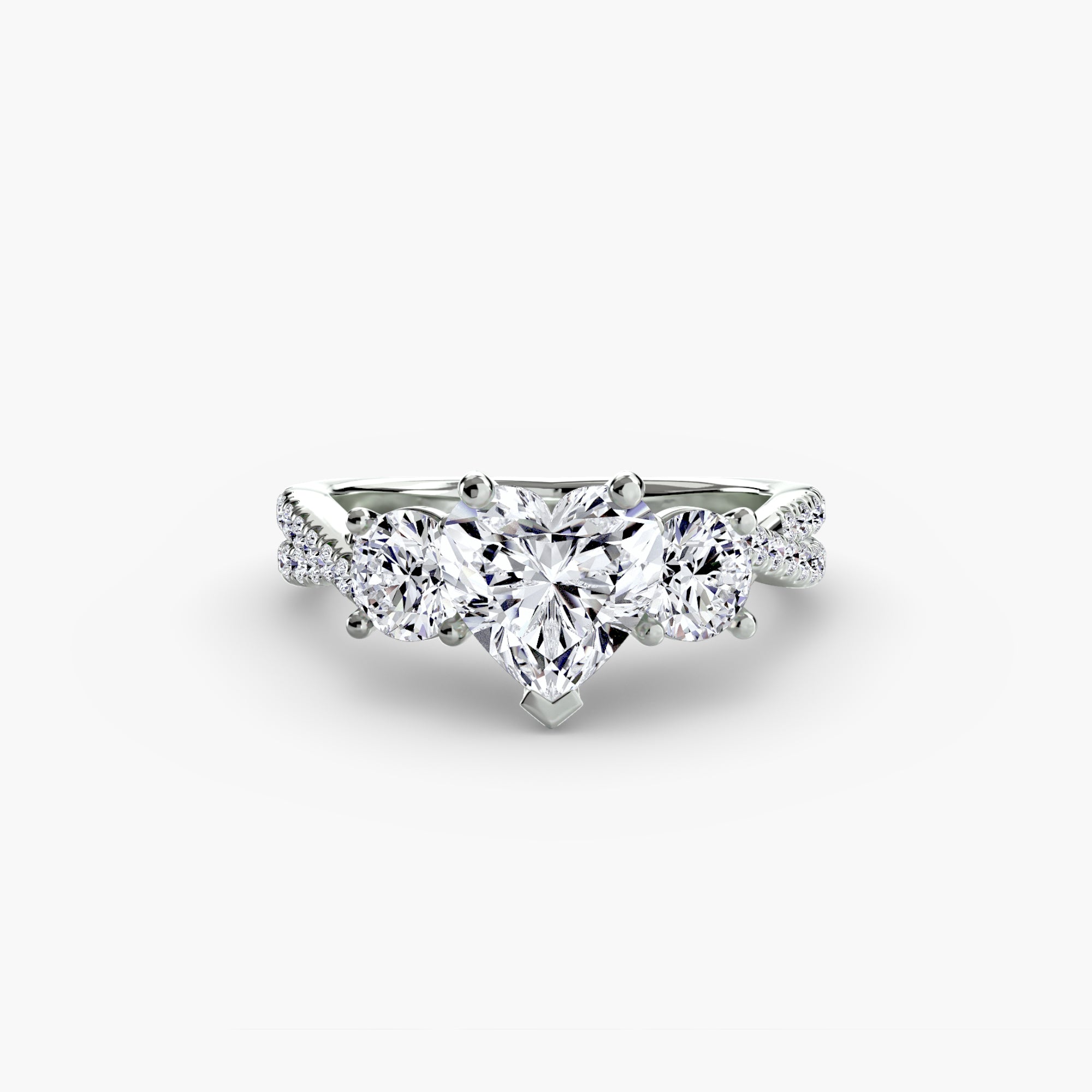 Three - Stone with Pavé Band 2 - Lanore Fine Jewelry