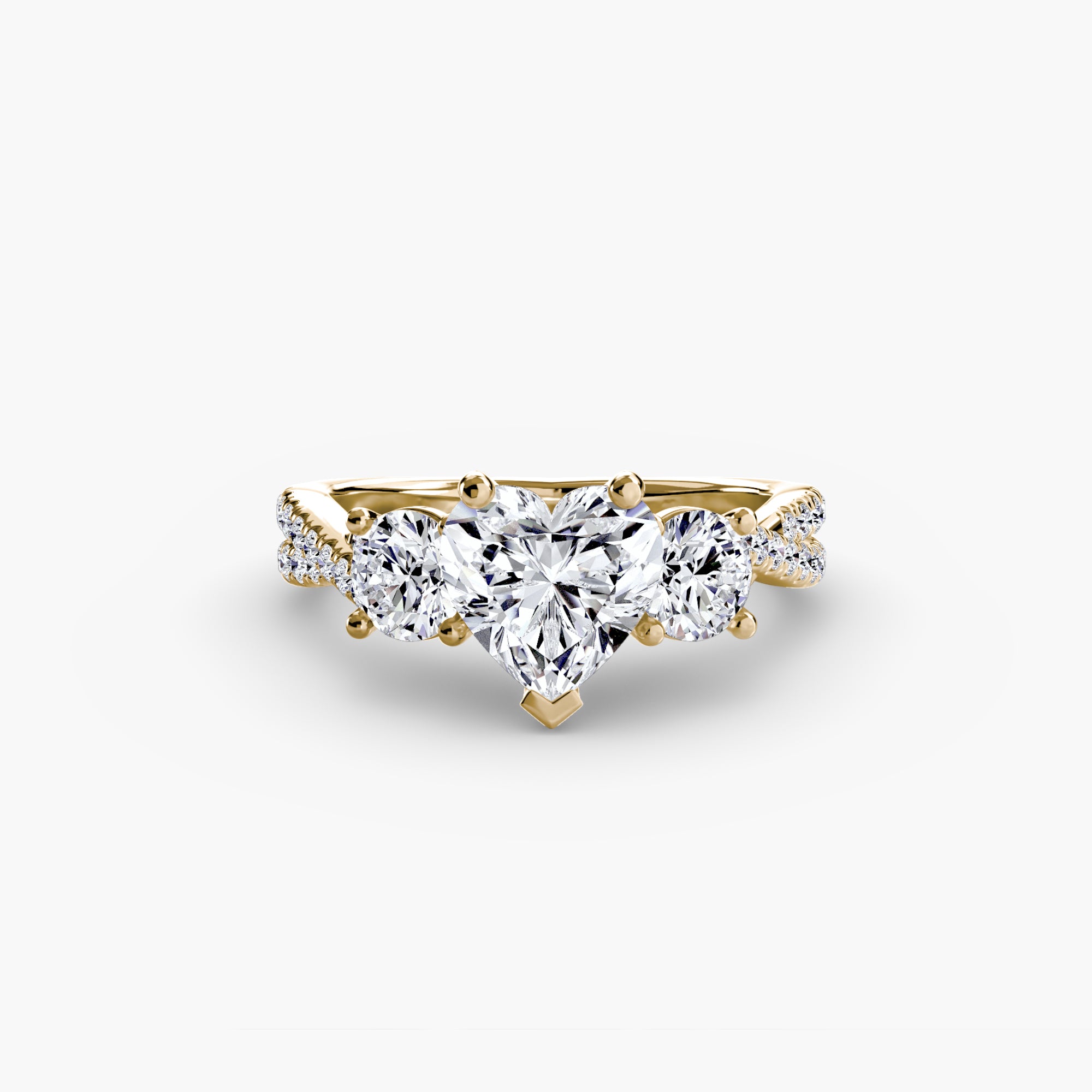 Three - Stone with Pavé Band 2 - Lanore Fine Jewelry
