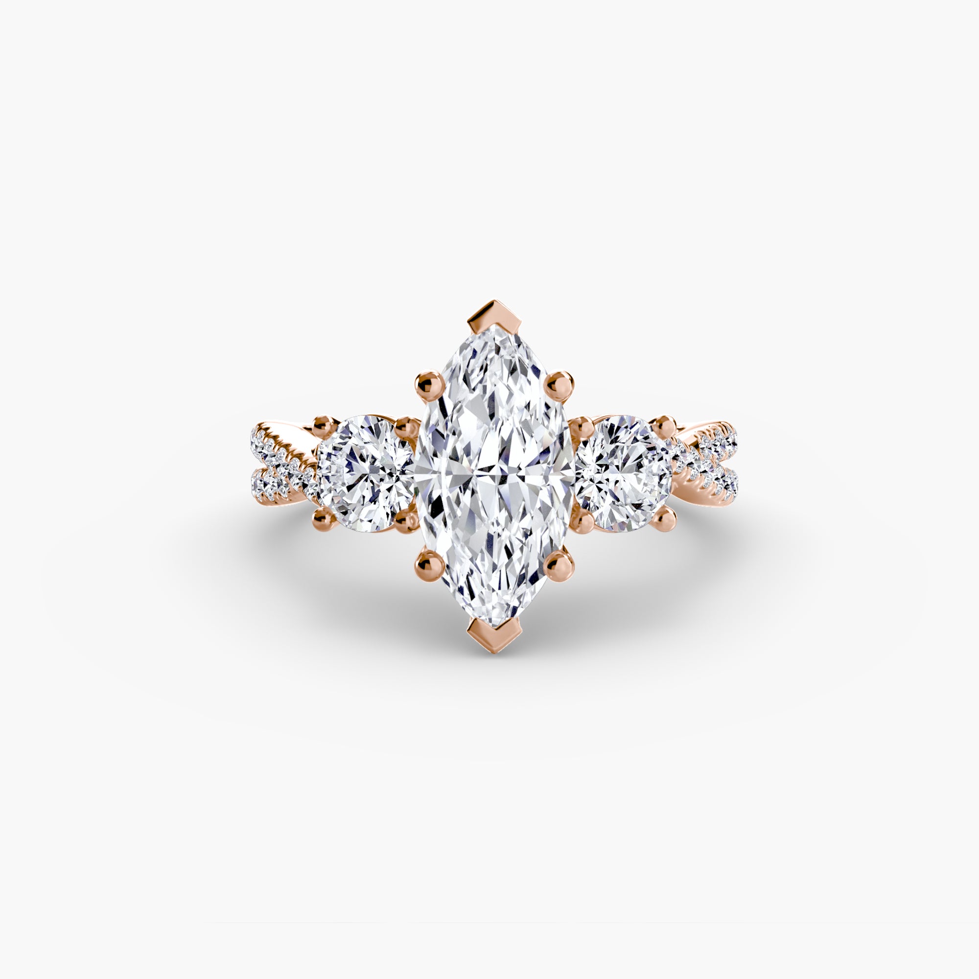 Three - Stone with Pavé Band 2 - Lanore Fine Jewelry