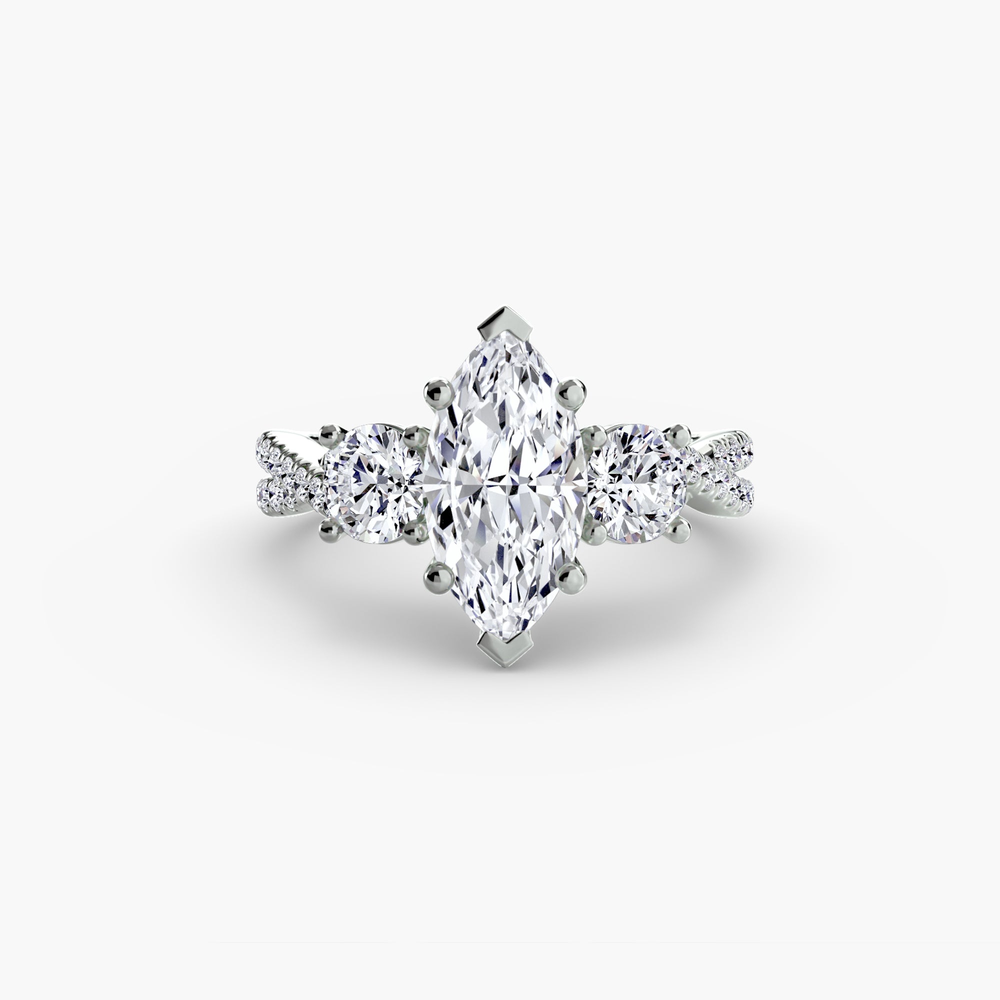 Three - Stone with Pavé Band 2 - Lanore Fine Jewelry