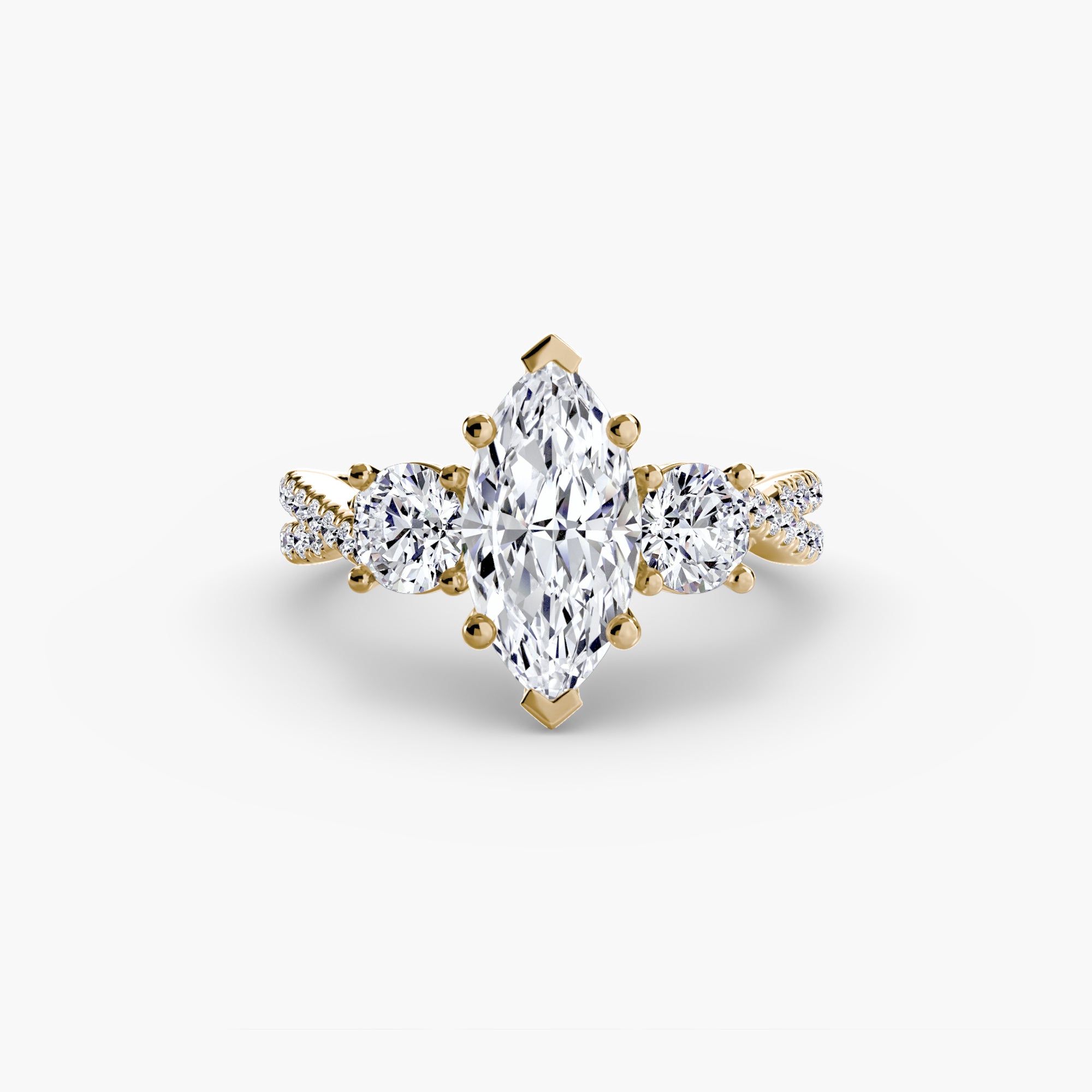 Three - Stone with Pavé Band 2 - Lanore Fine Jewelry