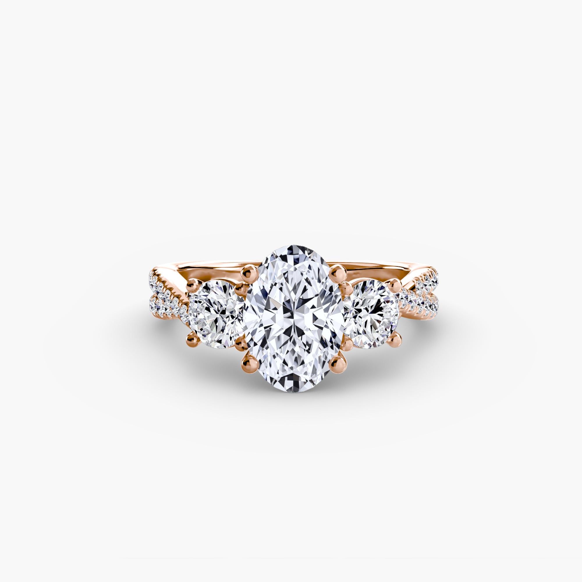 Three - Stone with Pavé Band 2 - Lanore Fine Jewelry