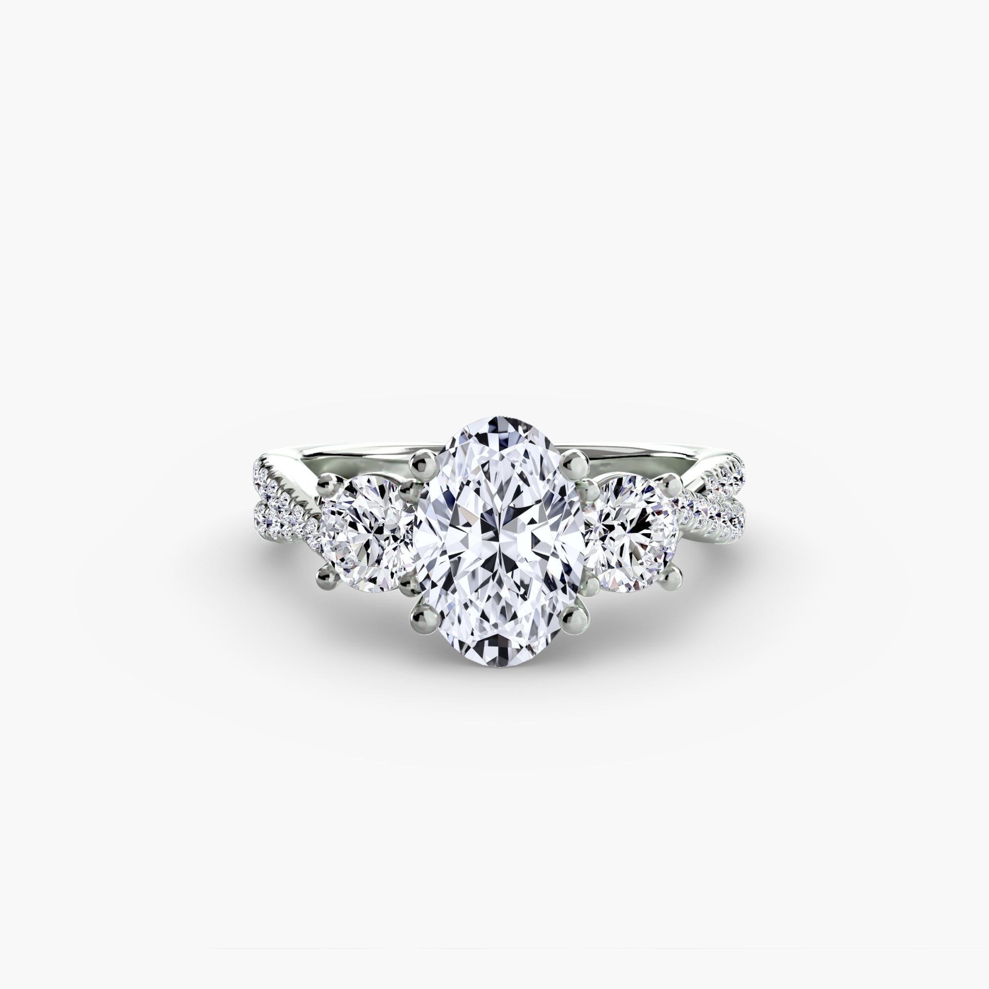 Three - Stone with Pavé Band 2 - Lanore Fine Jewelry