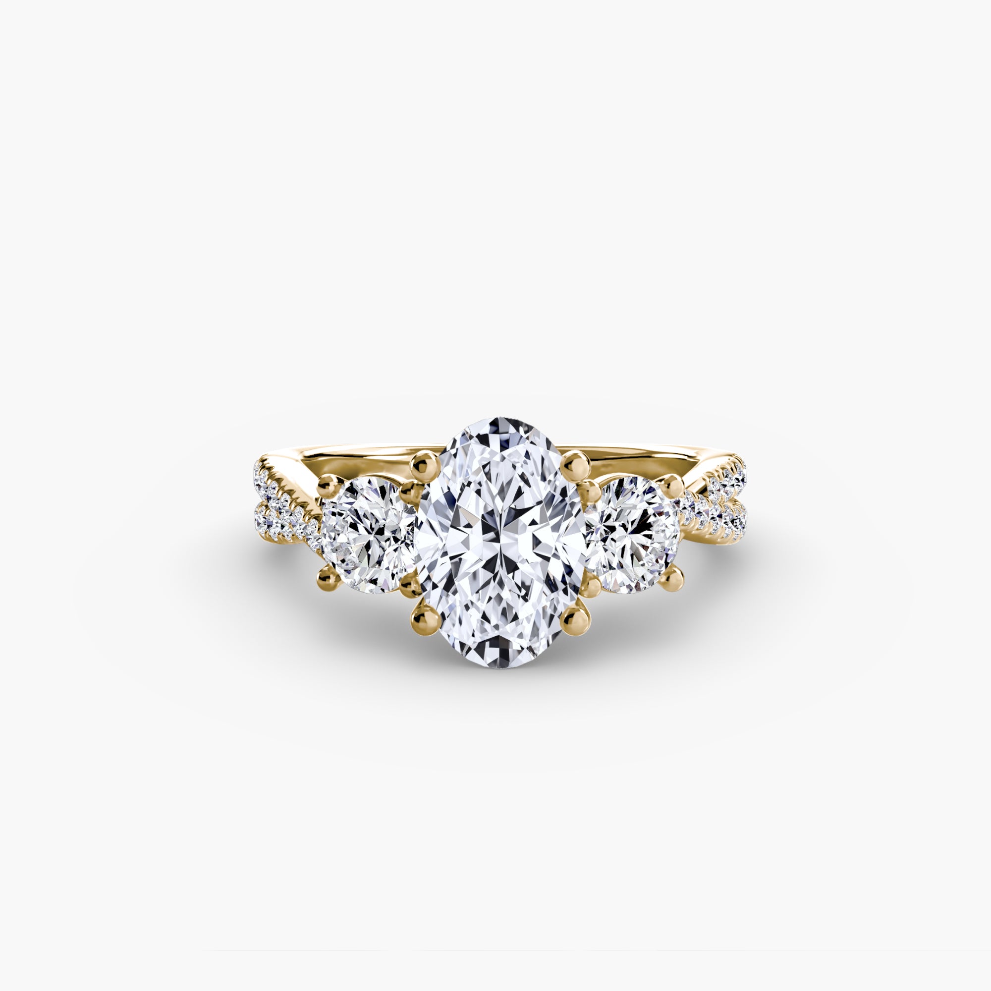 Three - Stone with Pavé Band 2 - Lanore Fine Jewelry