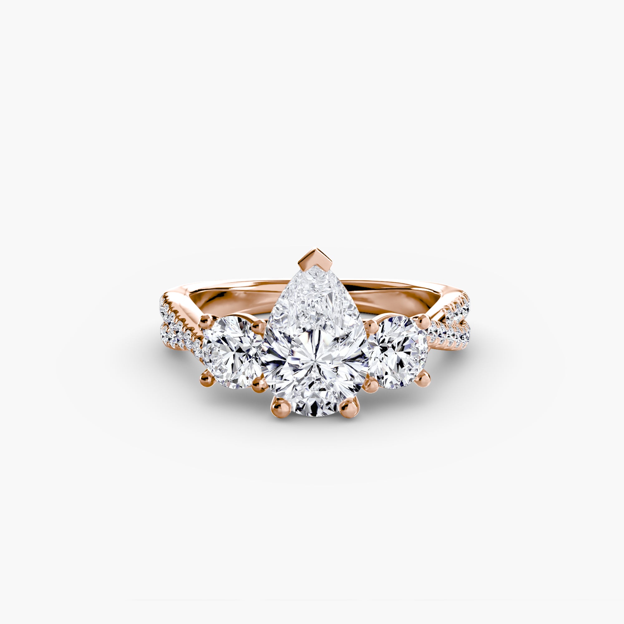 Three - Stone with Pavé Band 2 - Lanore Fine Jewelry
