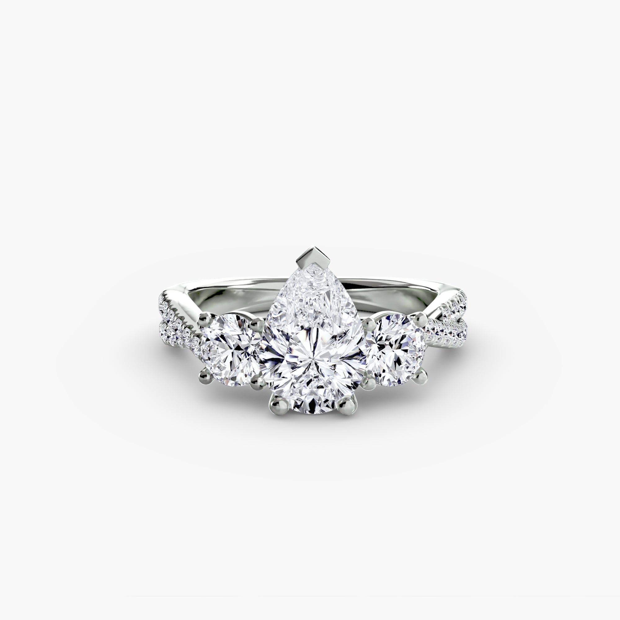Three - Stone with Pavé Band 2 - Lanore Fine Jewelry