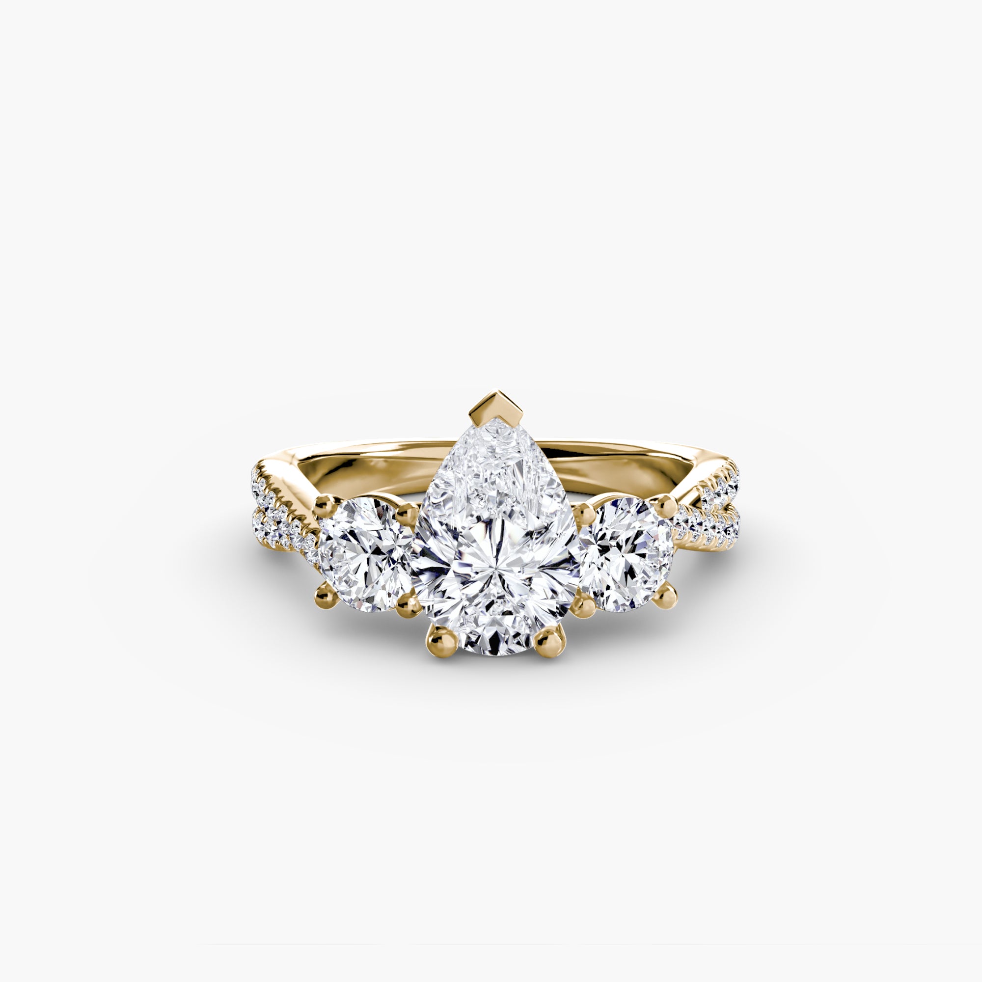 Three - Stone with Pavé Band 2 - Lanore Fine Jewelry
