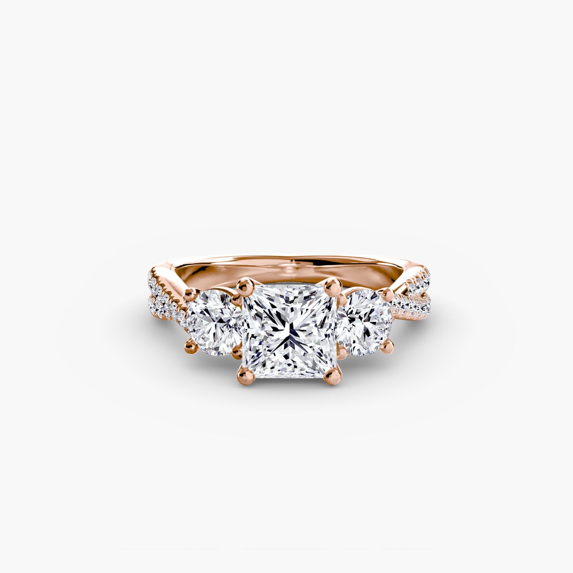 Three - Stone with Pavé Band 2 - Lanore Fine Jewelry