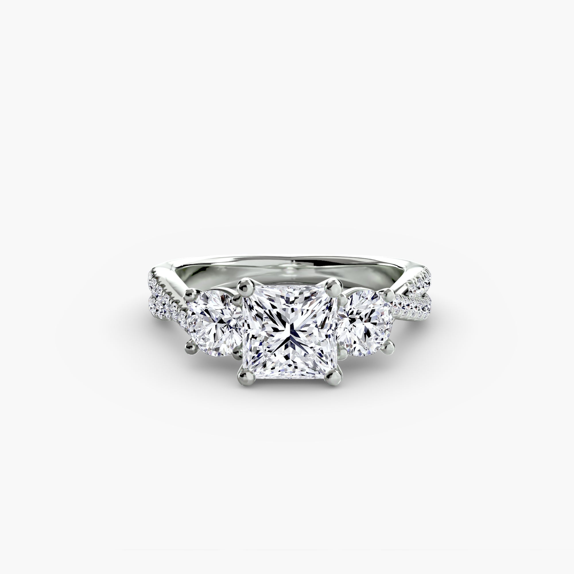 Three - Stone with Pavé Band 2 - Lanore Fine Jewelry