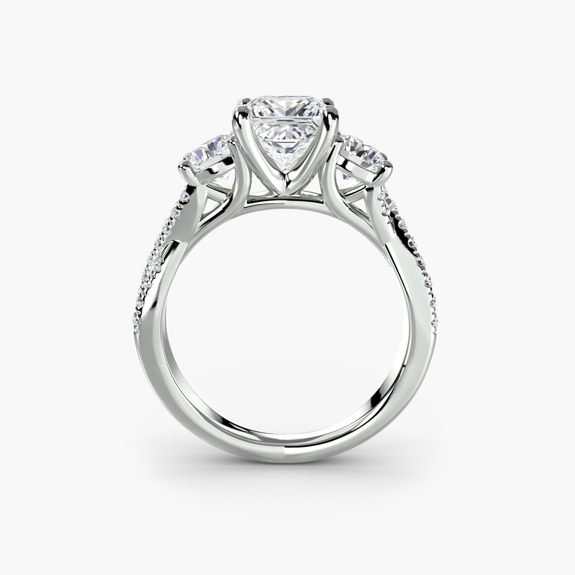 Three - Stone with Pavé Band 2 - Lanore Fine Jewelry