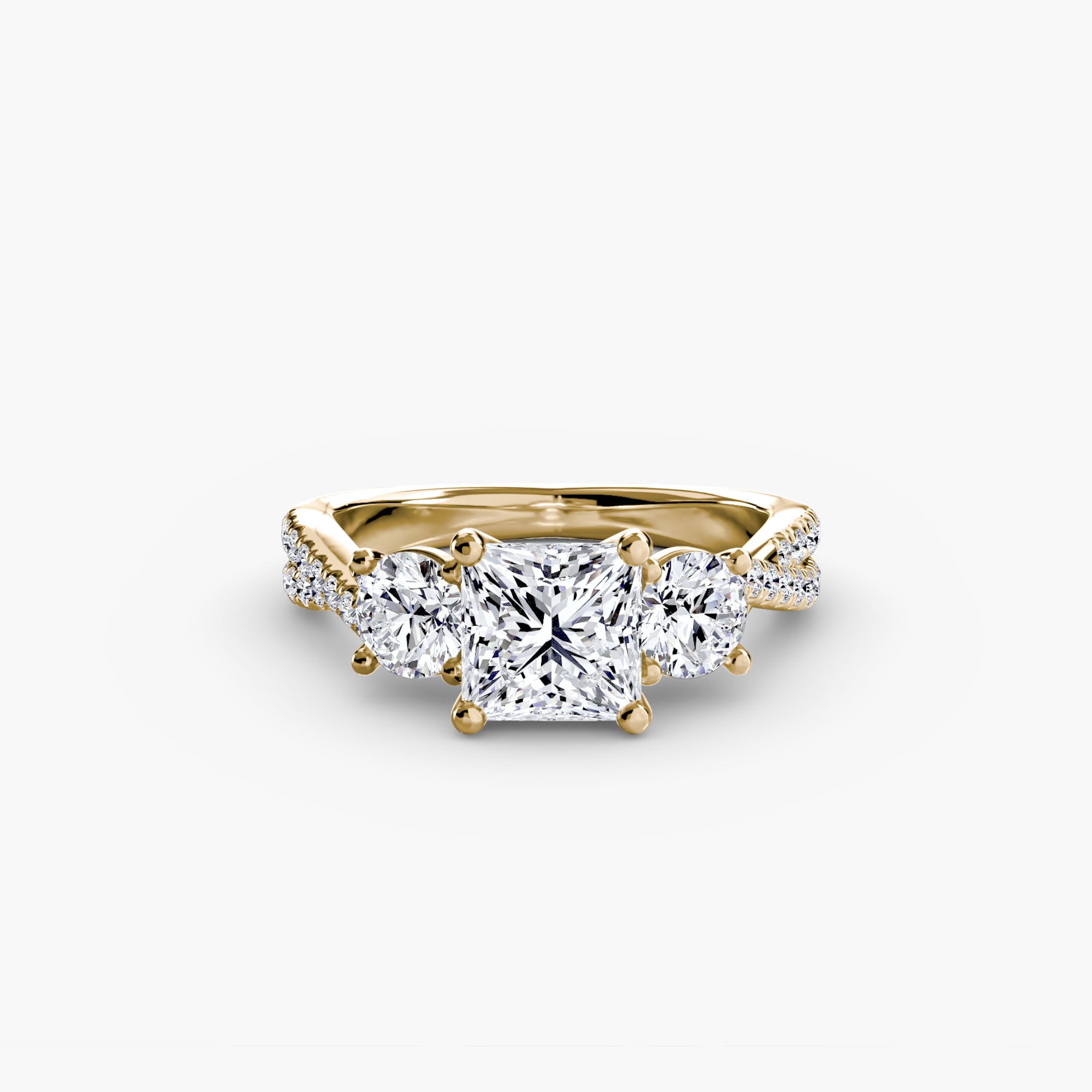 Three - Stone with Pavé Band 2 - Lanore Fine Jewelry