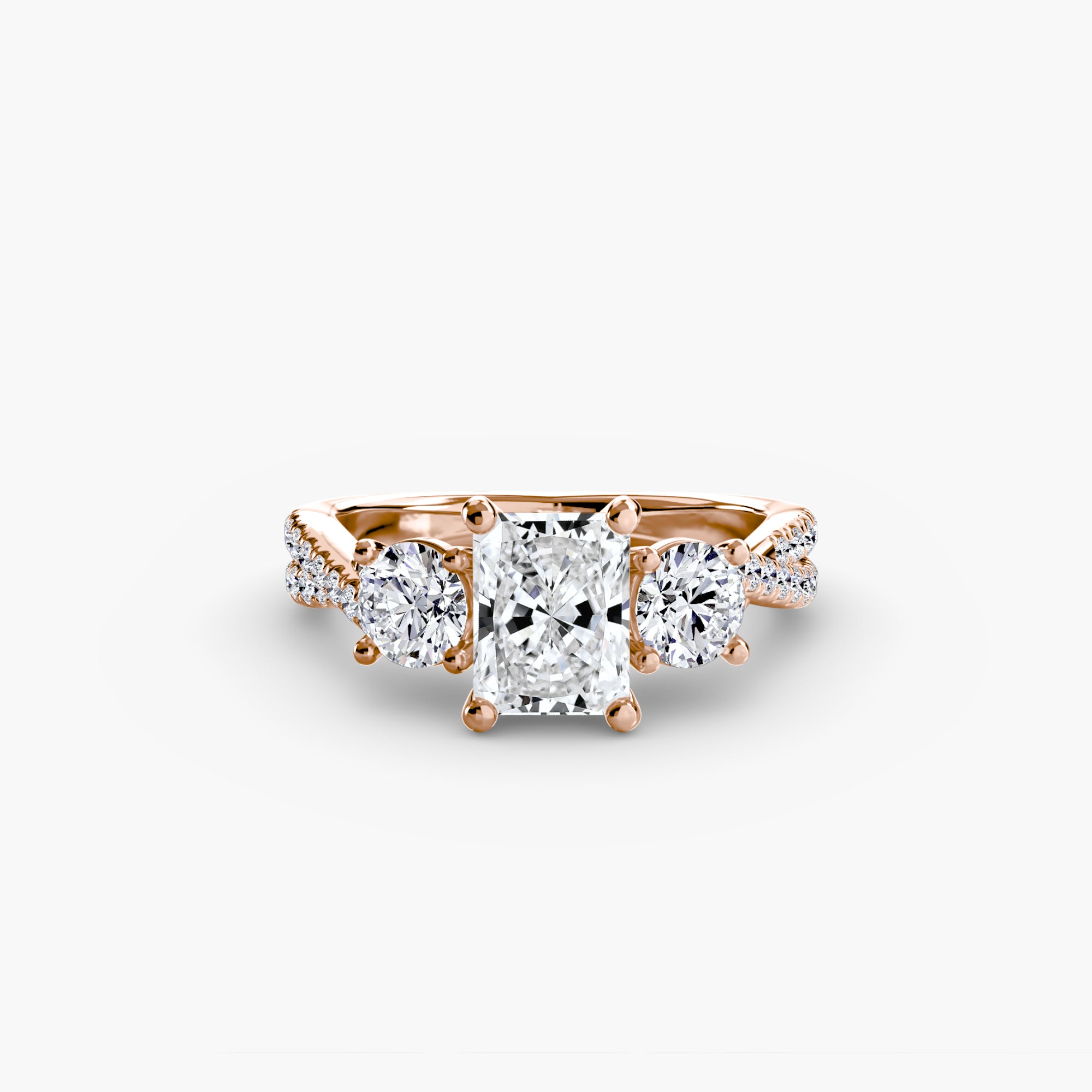 Three - Stone with Pavé Band 2 - Lanore Fine Jewelry
