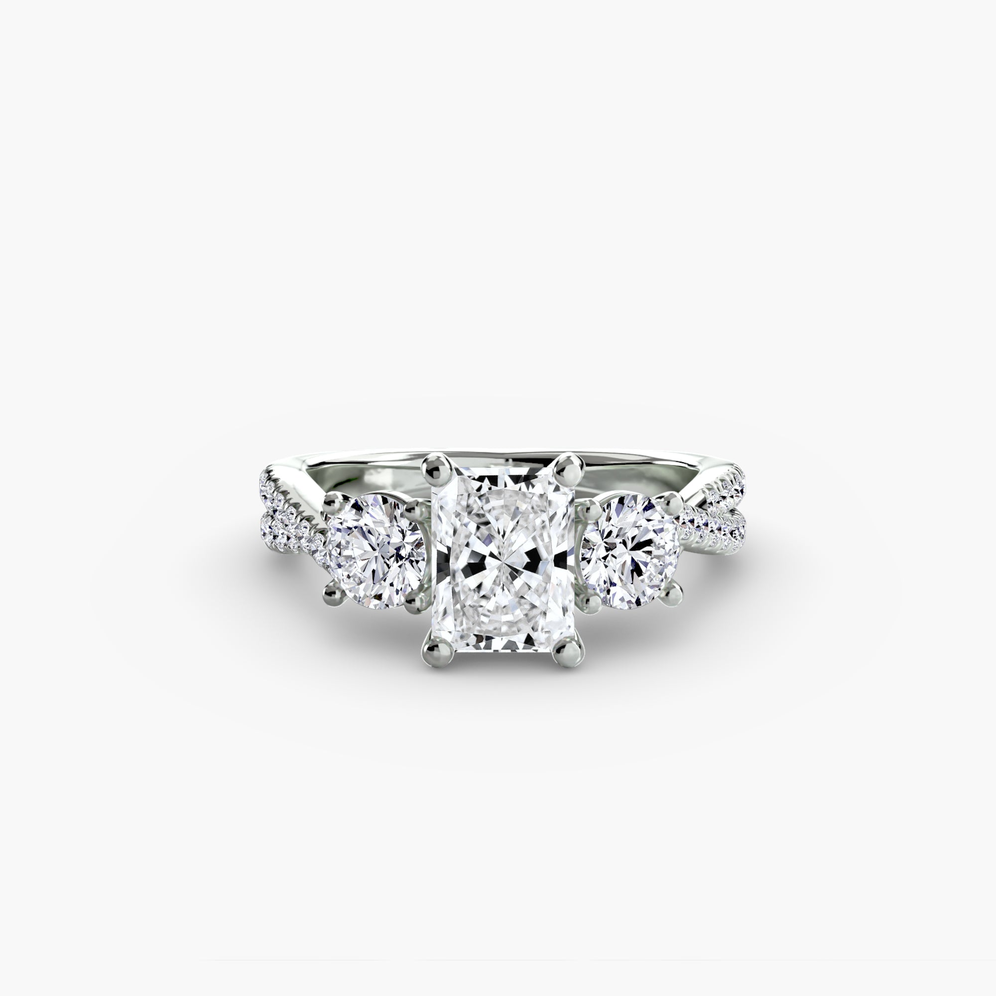 Three - Stone with Pavé Band 2 - Lanore Fine Jewelry