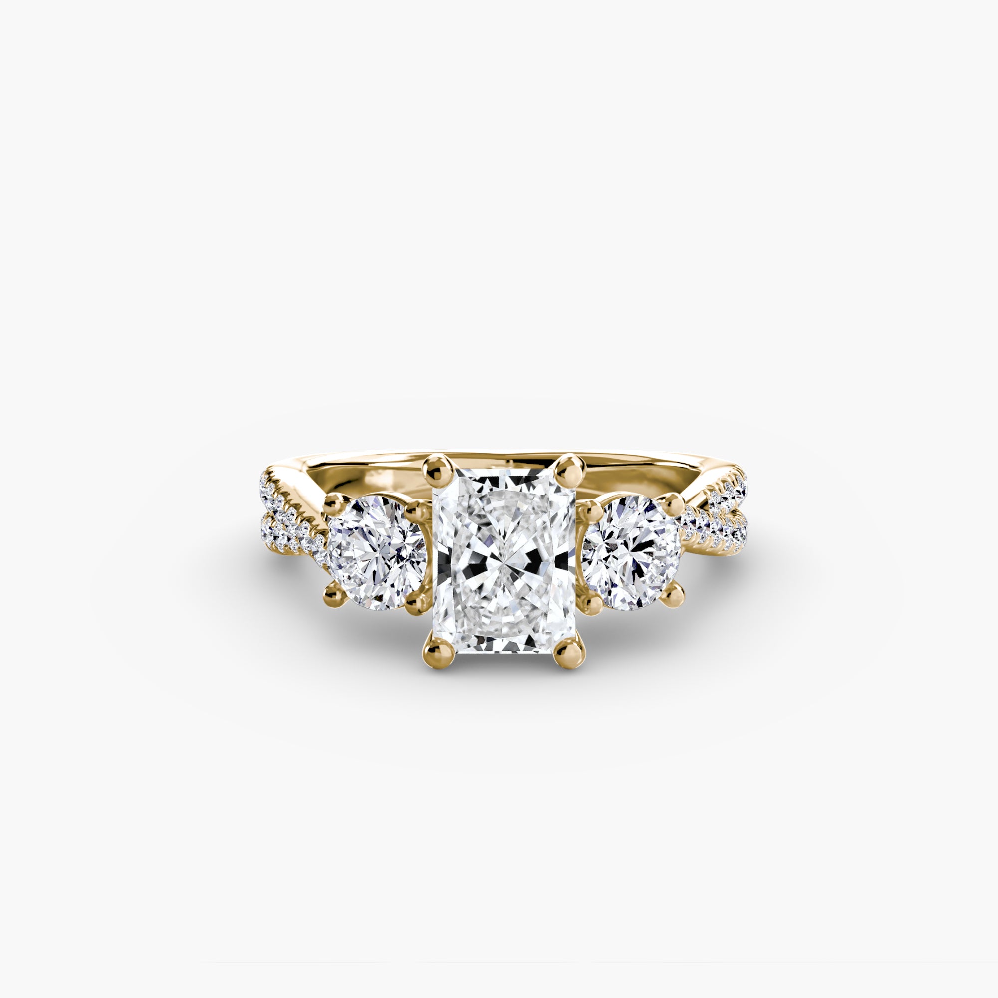 Three - Stone with Pavé Band 2 - Lanore Fine Jewelry