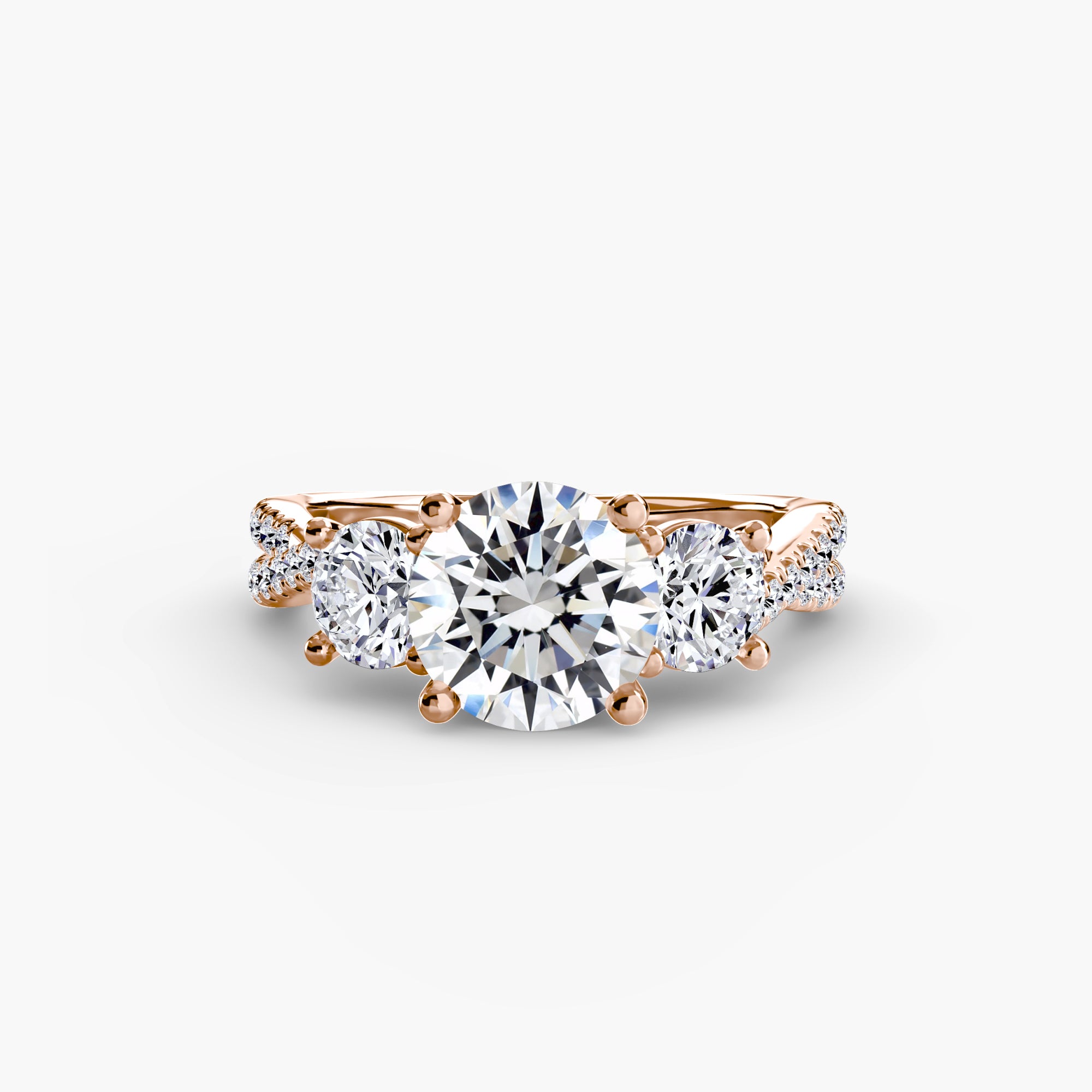 Three - Stone with Pavé Band 2 - Lanore Fine Jewelry