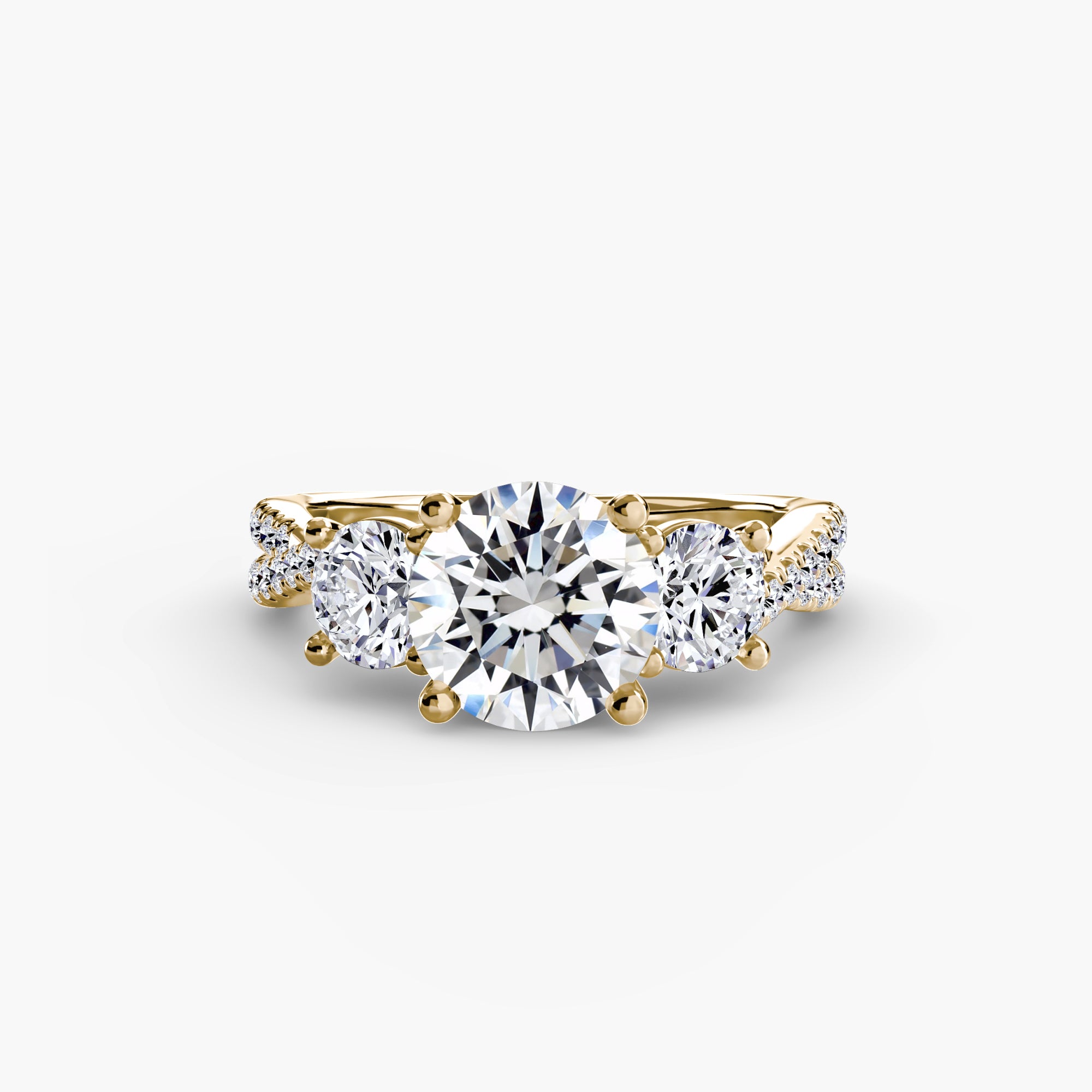 Three - Stone with Pavé Band 2 - Lanore Fine Jewelry