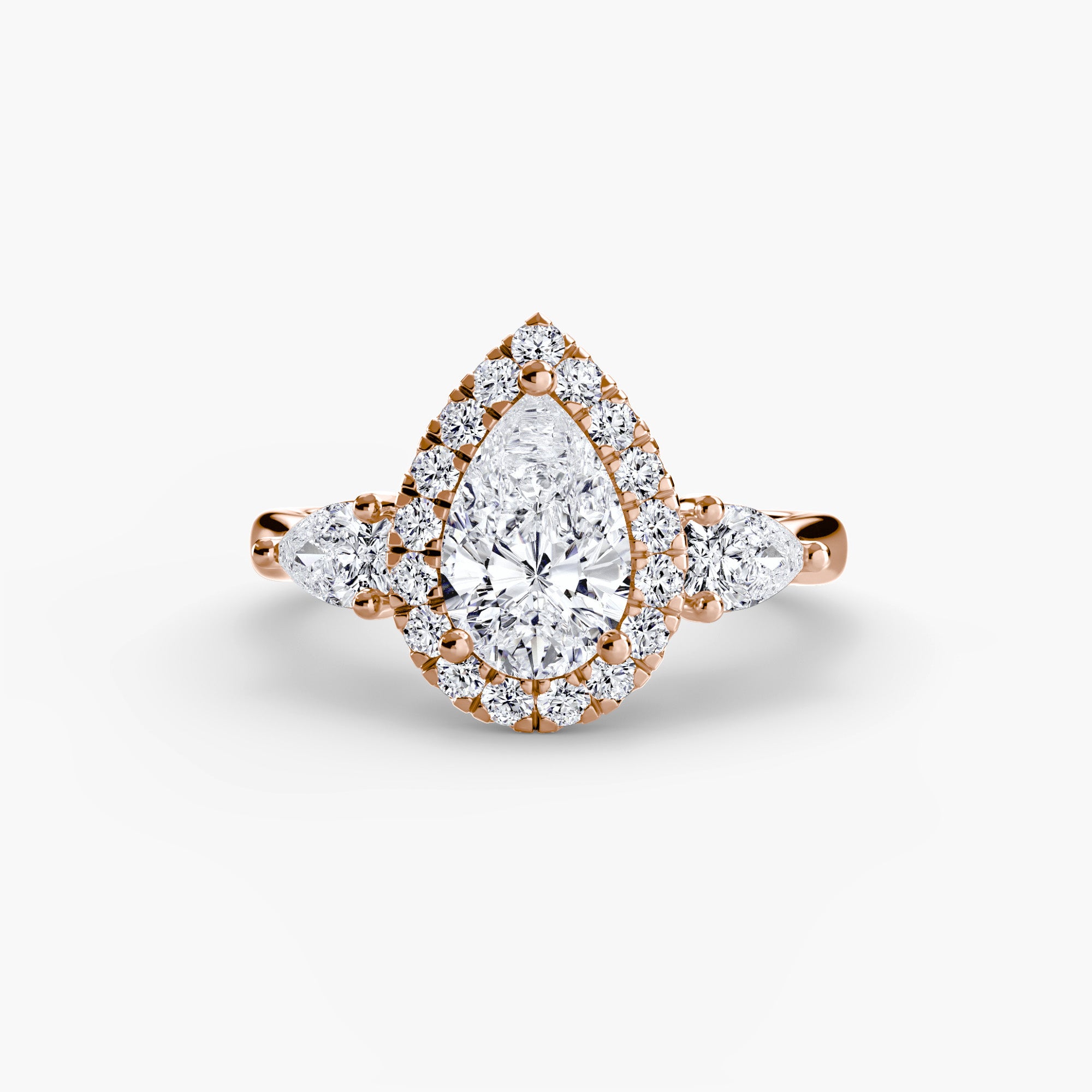 Three - Stone Ring with Halo - Lanore Fine Jewelry