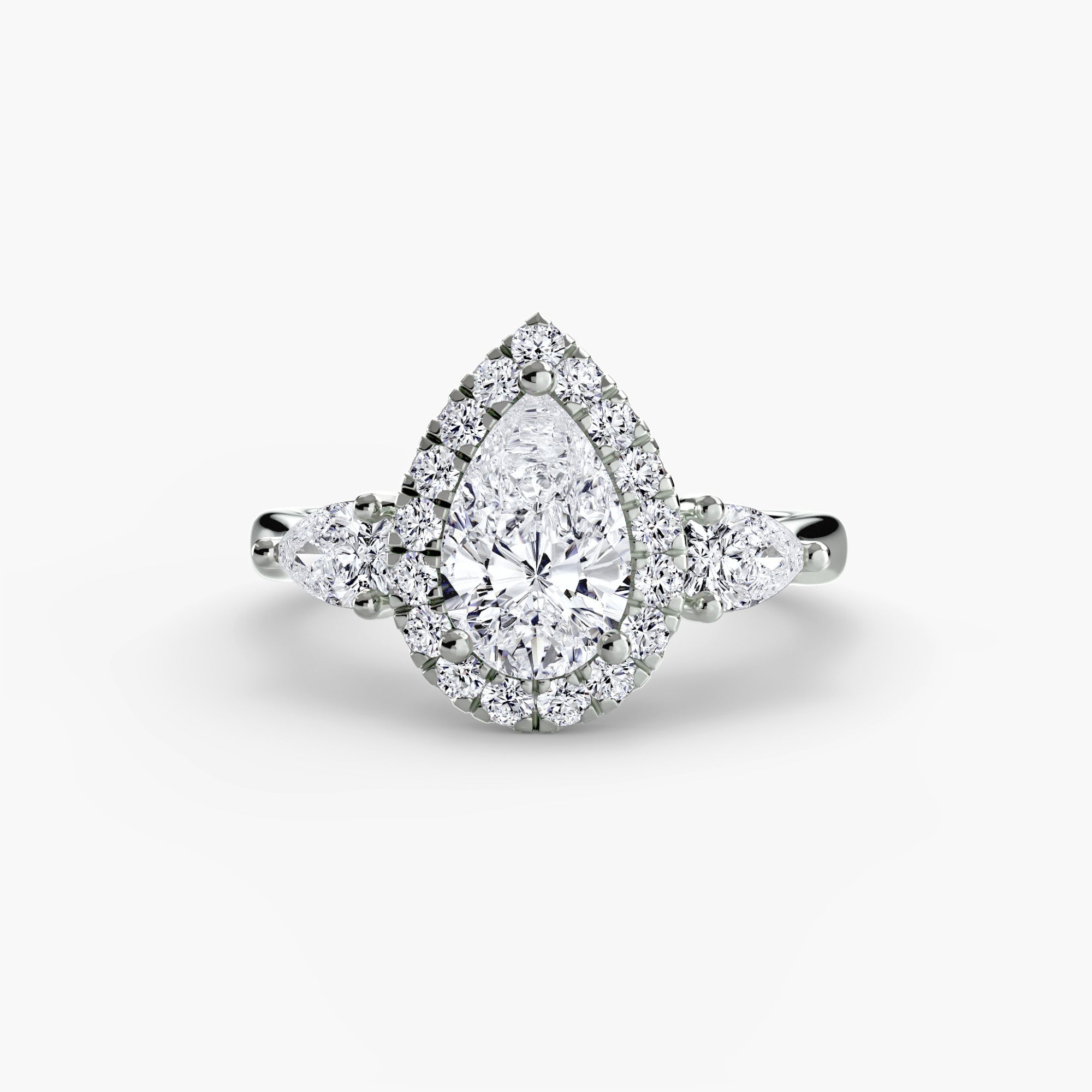 Three - Stone Ring with Halo - Lanore Fine Jewelry
