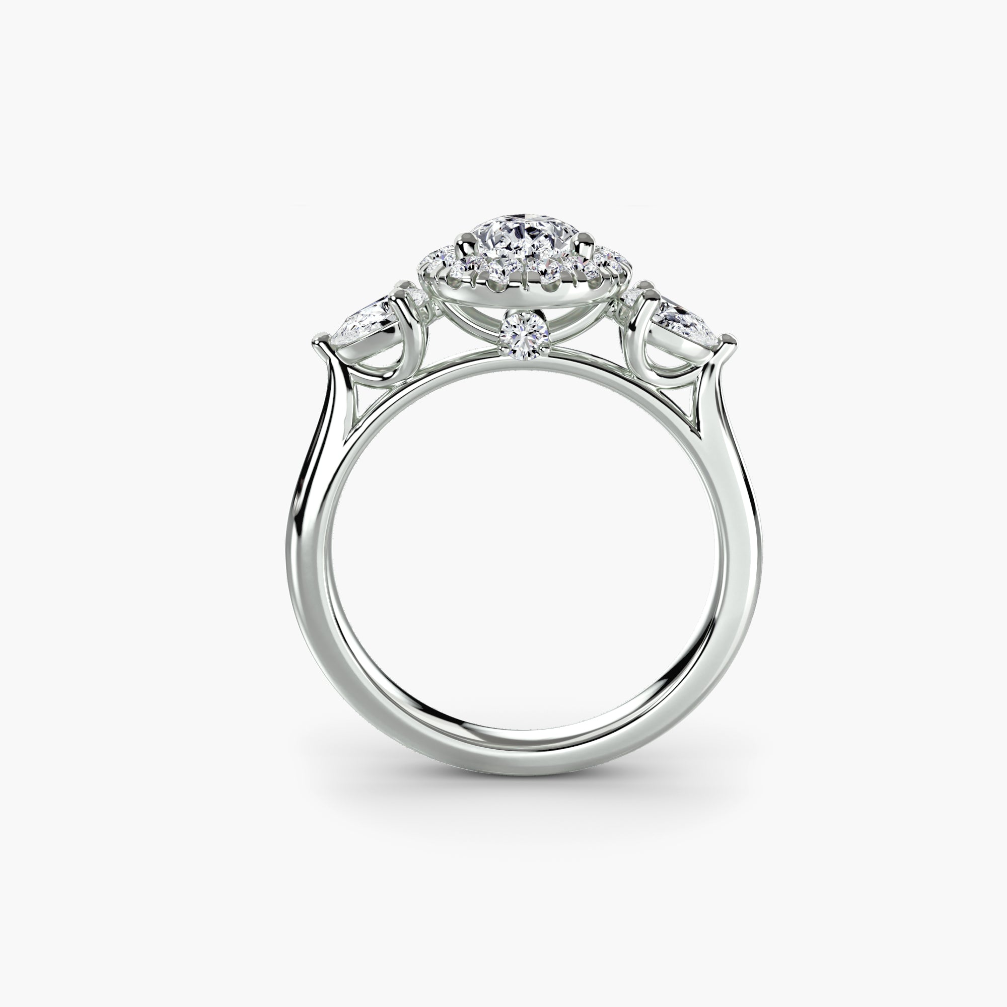 Three - Stone Ring with Halo - Lanore Fine Jewelry