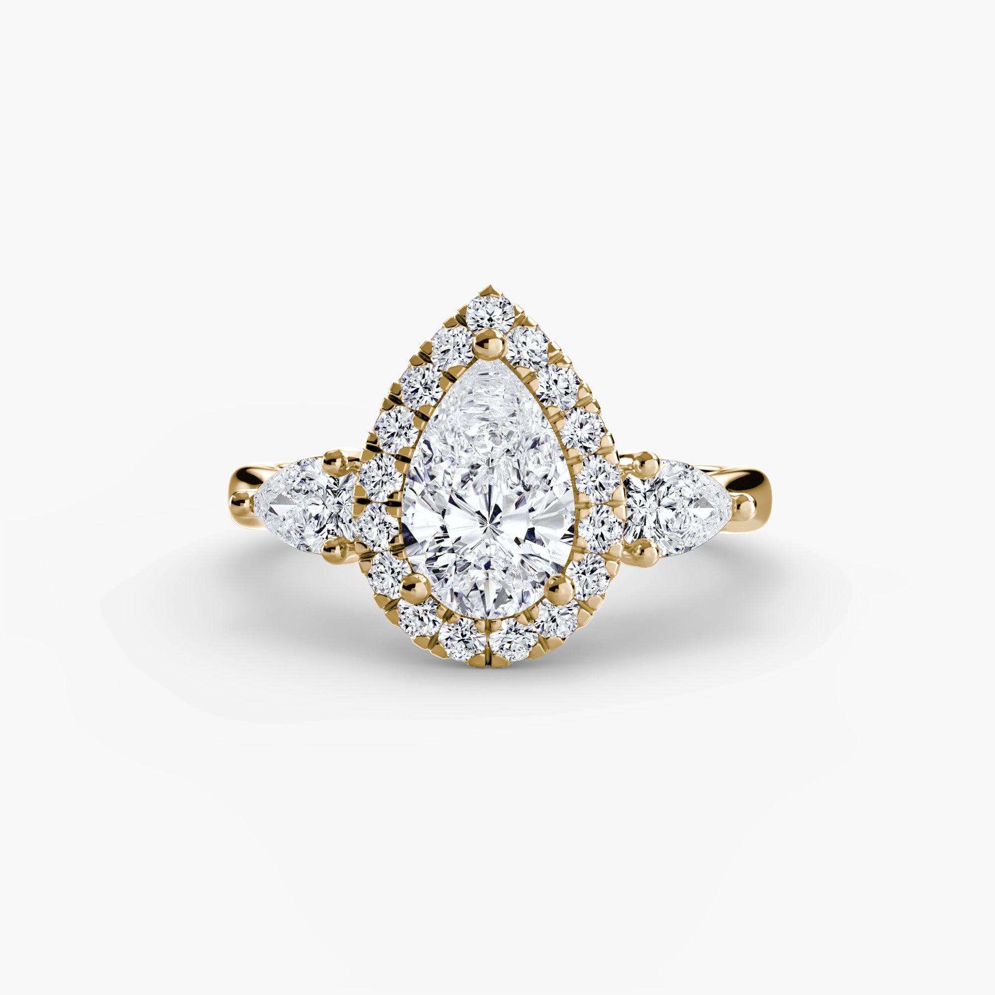 Three - Stone Ring with Halo - Lanore Fine Jewelry