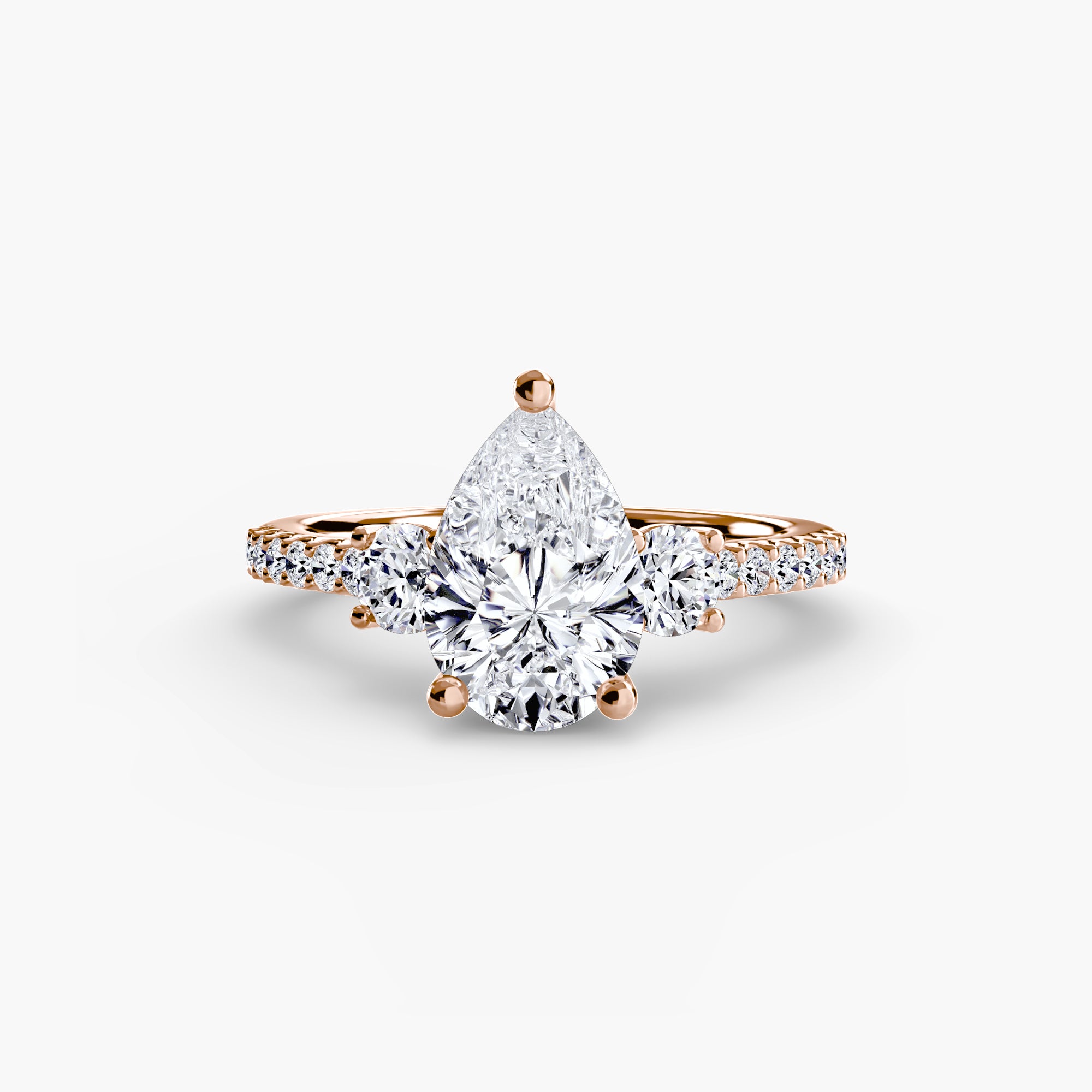 Three - Stone Ring with Pavé Band 5 - Lanore Fine Jewelry