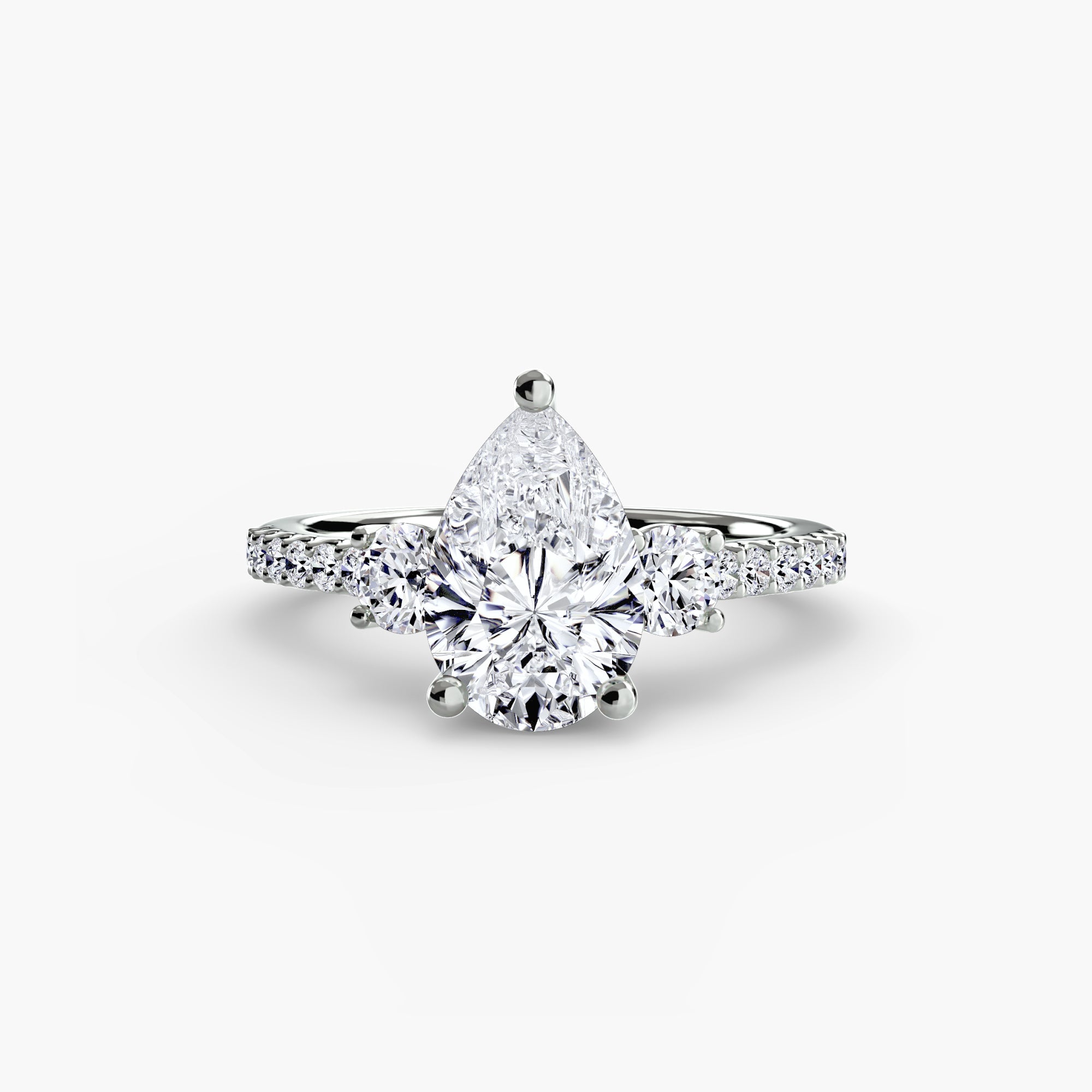 Three - Stone Ring with Pavé Band 5 - Lanore Fine Jewelry