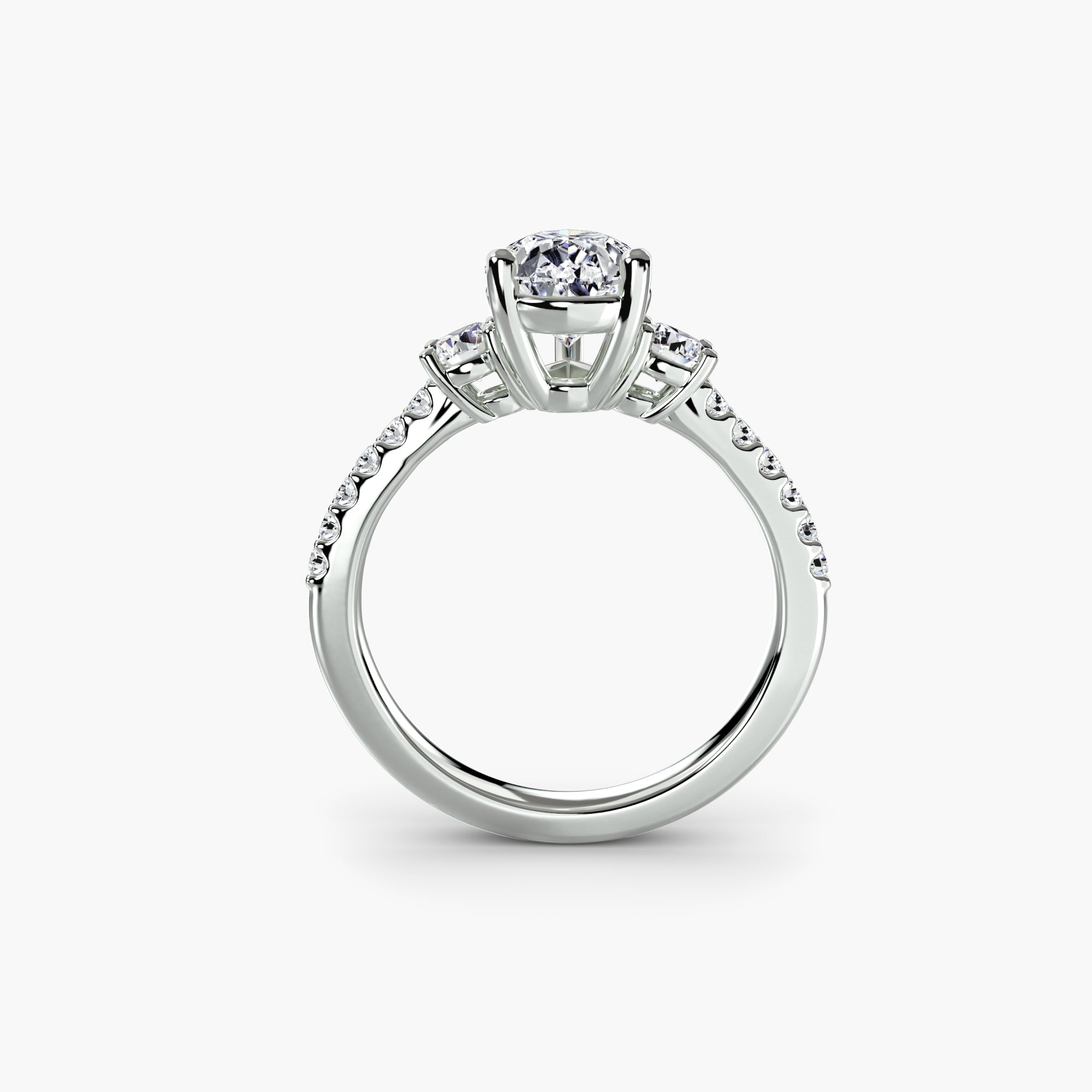 Three - Stone Ring with Pavé Band 5 - Lanore Fine Jewelry