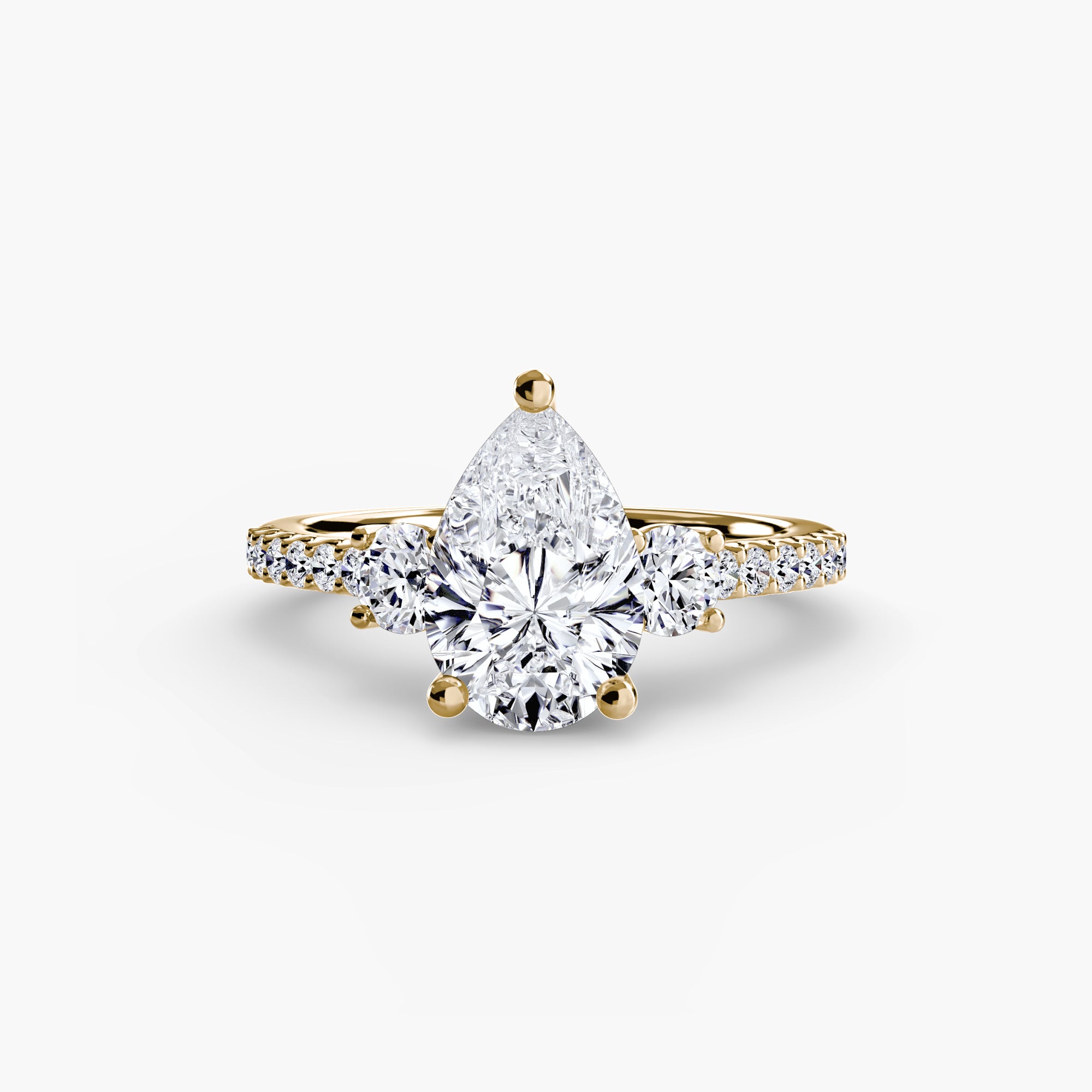 Three - Stone Ring with Pavé Band 5 - Lanore Fine Jewelry