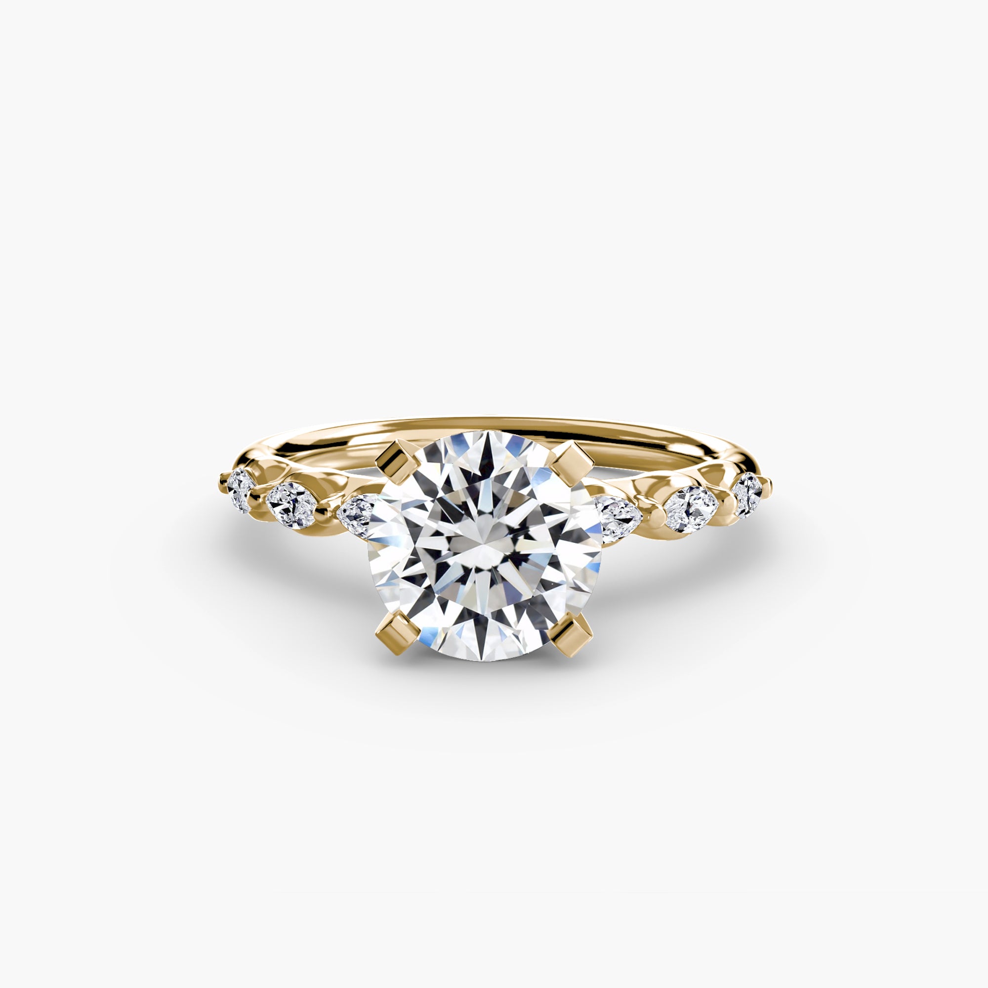 The Floral Accent Solitaire - Lanore Fine Jewelry
