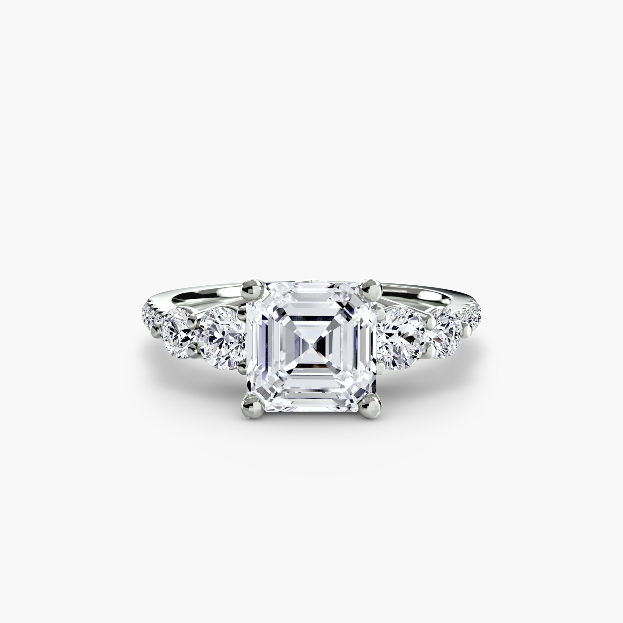 Five Stone Ring with Pavé Band - Lanore Fine Jewelry